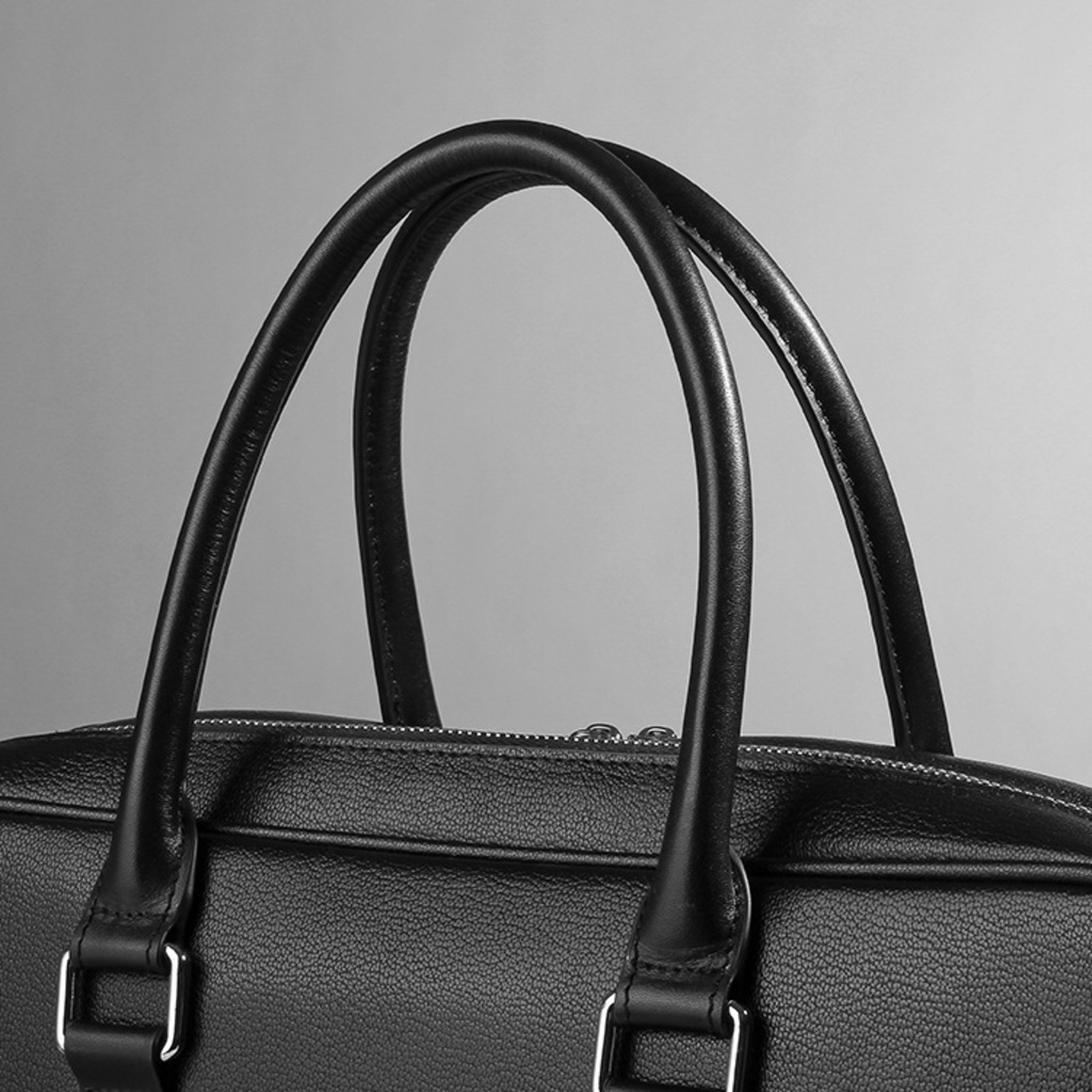 Men's Real-leather Handbag Double Zipper Cattlehide Leather Fashion 4