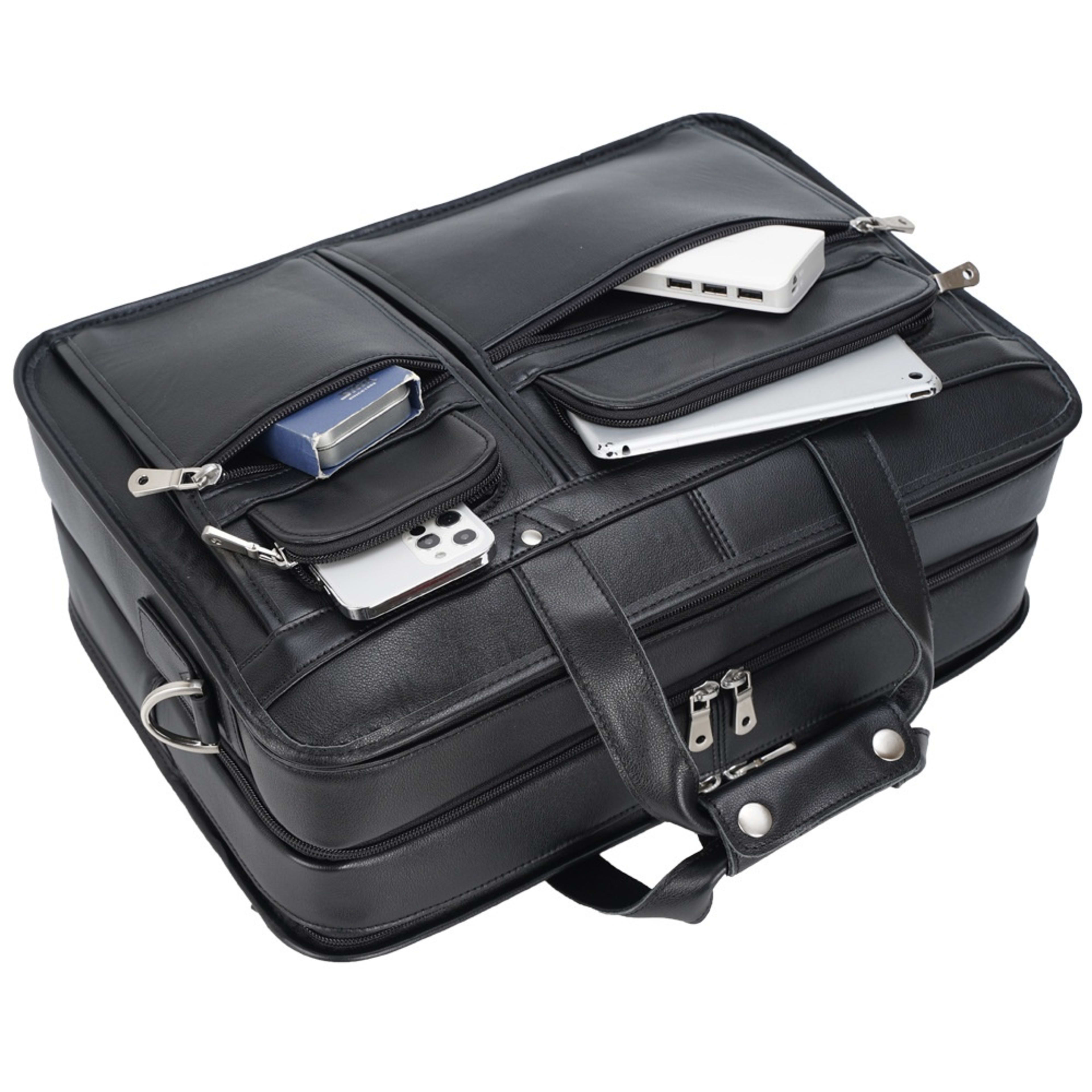 Tiding Leather Leather Business First Layer Cowhide 17-inch Laptop Bag 4