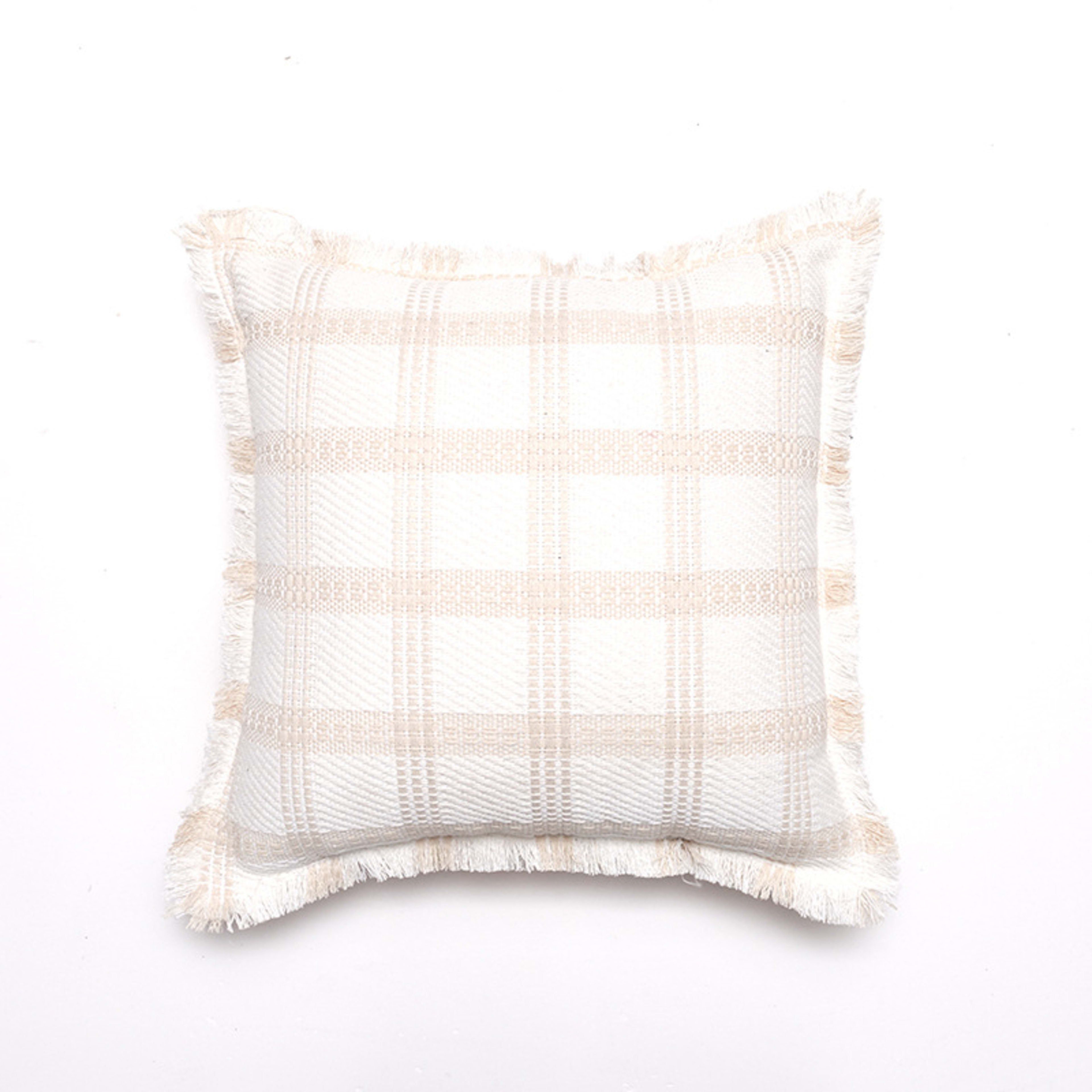 New Chanel-style Polyester-cotton Plaid Throw Pillow Cover With Tassel Trim 3