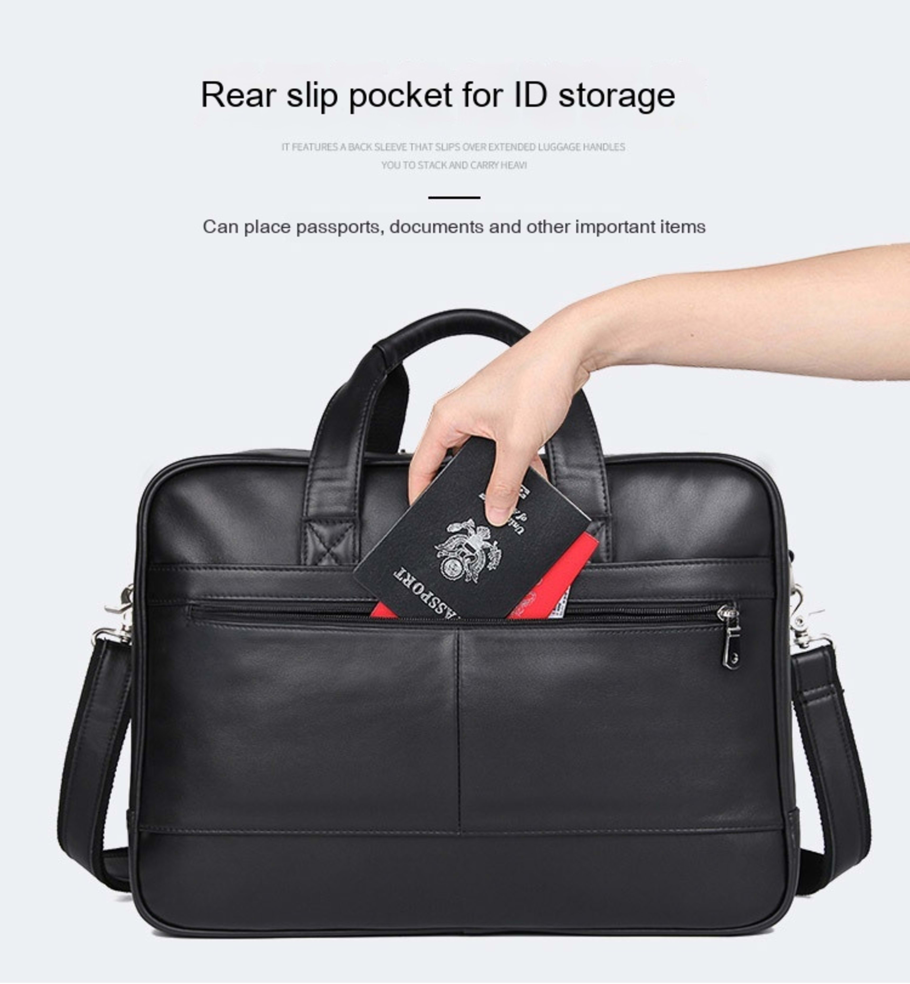 Leather Handbag Briefcase Napa Leather Comfortable Texture Men's Real-leather Bag 14