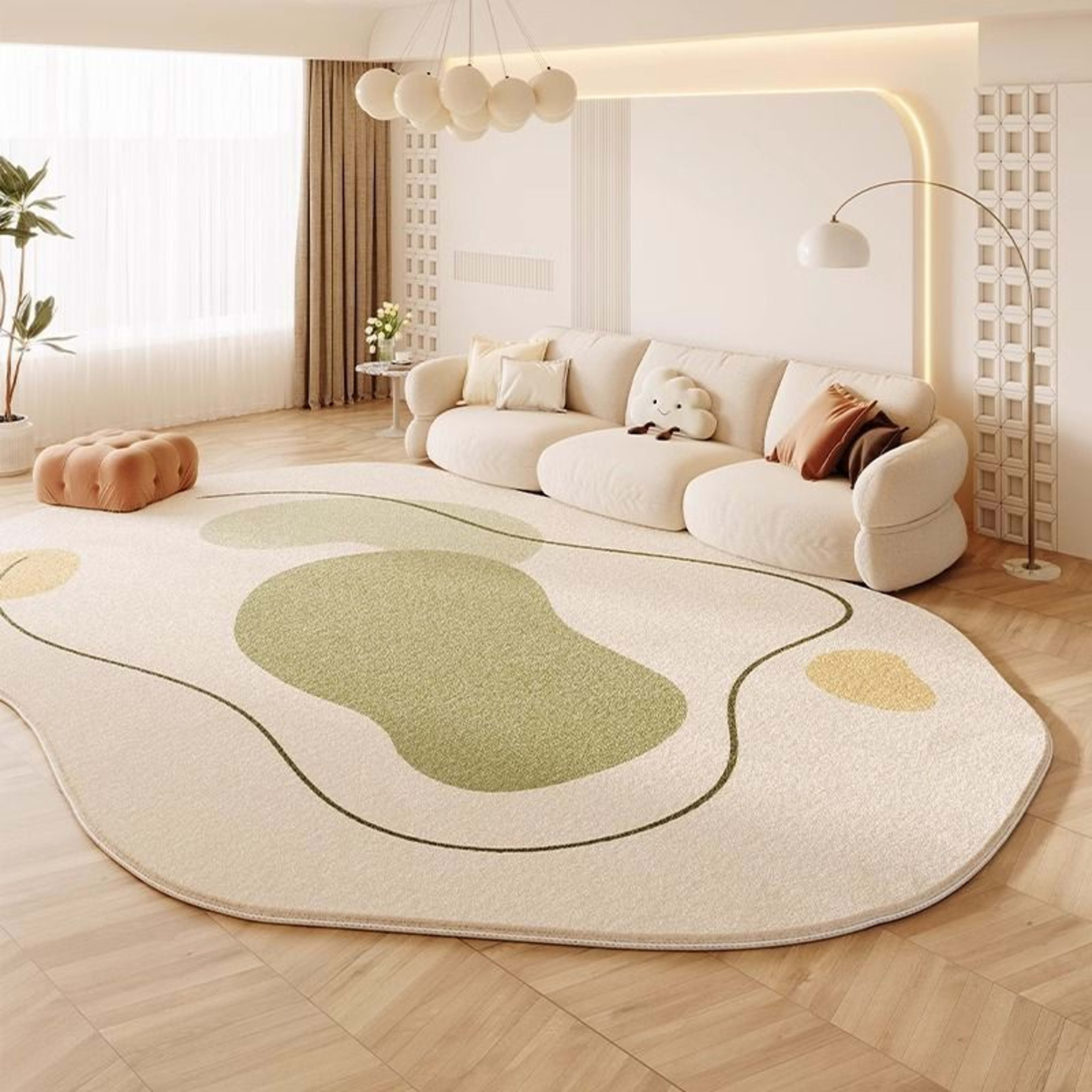 Cream Colored Stain-resistant And Easy To Maintain Cashmere Look Rug 19