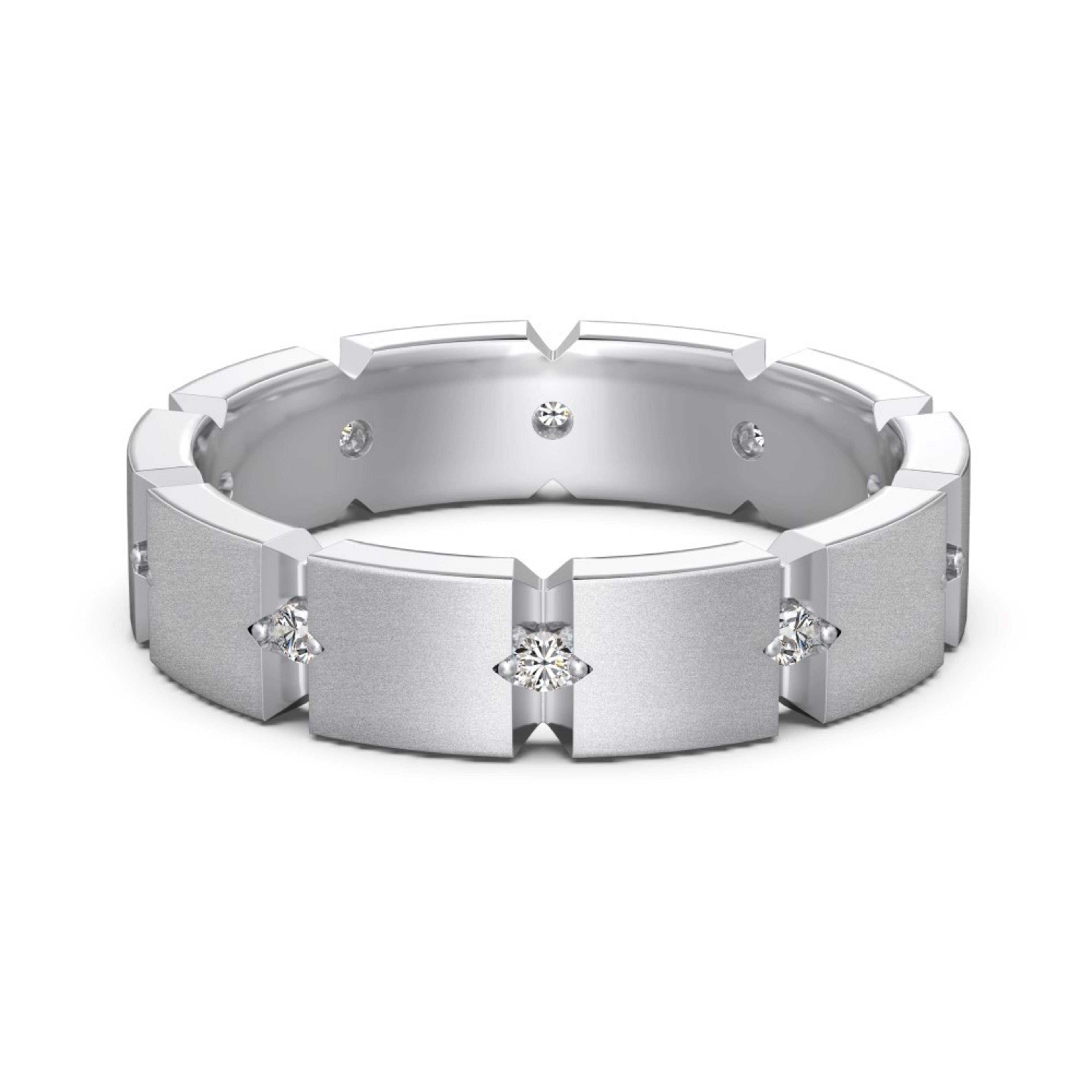 S925 Sterling Silver Men And Women Couple Rings Personality Fashion Round Zirconium Gang Drill Slim Ring Simple All-matc 11