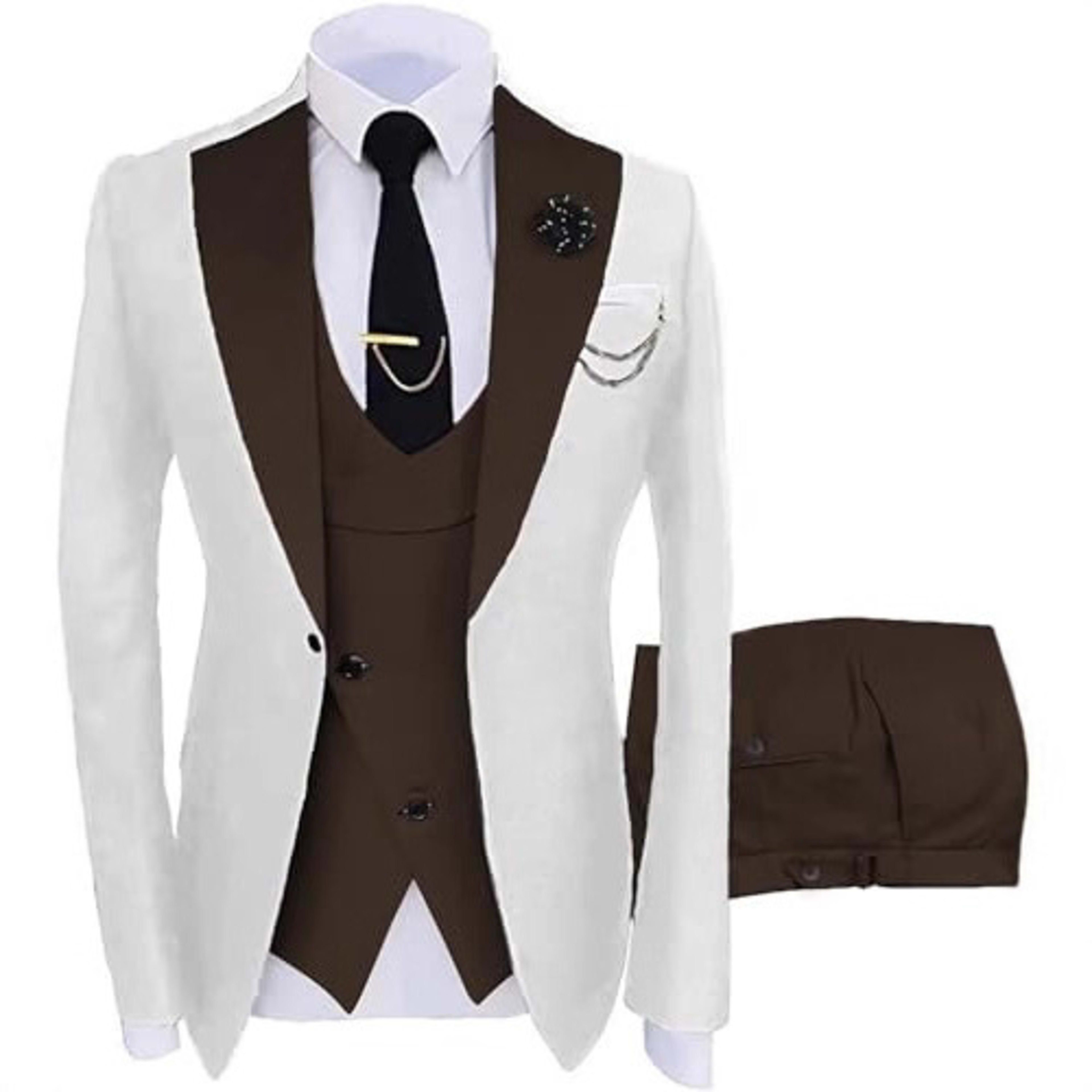 Mens Three-piece Mixed-color Suit 5