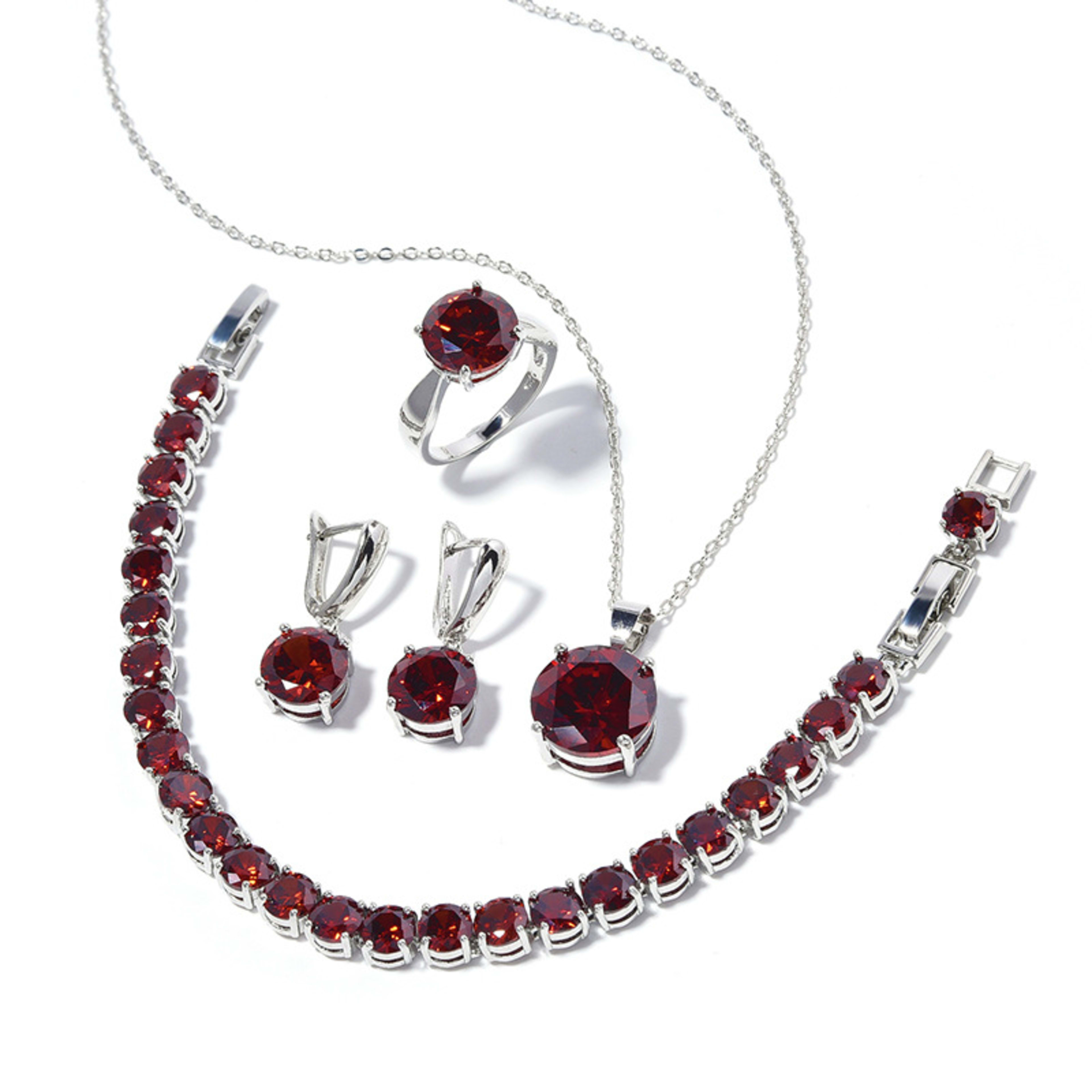 Geometric Round Earrings Ring Bracelet Necklace Ornament Suit 4