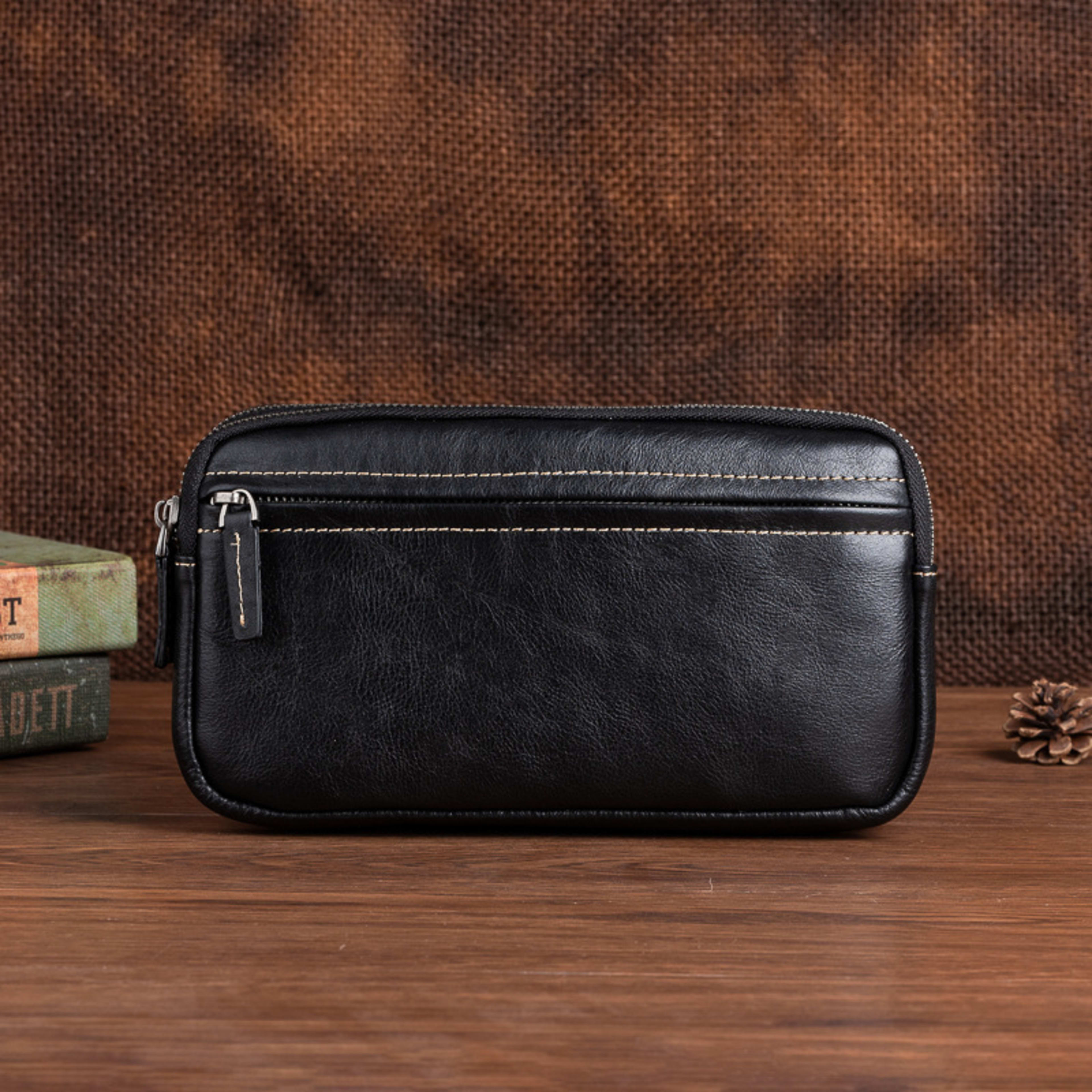 Vertical Model In Square Shape First Layer Cowhide Casual Clutch Men 8