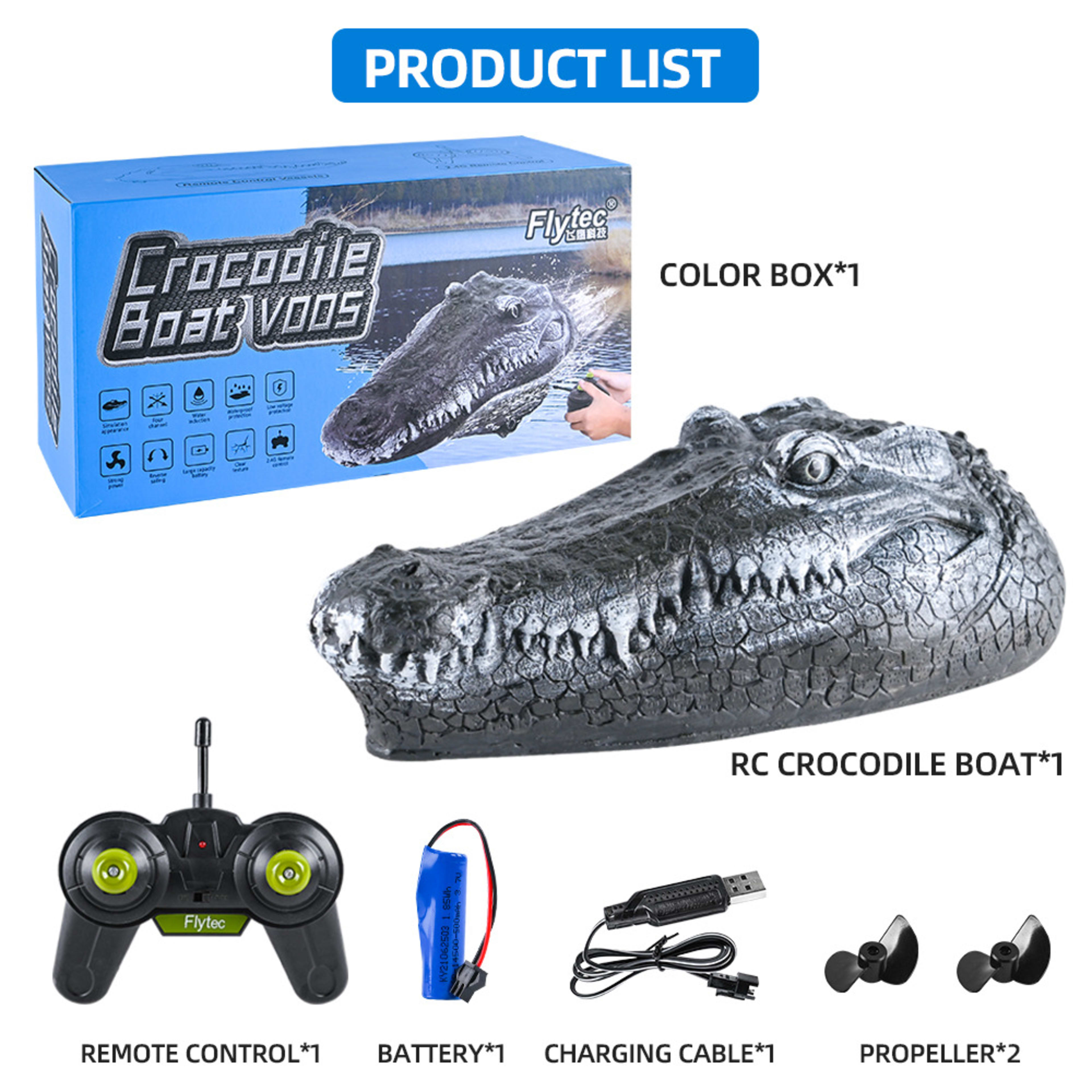 Simulated Crocodile Head Remote-control Ship Children's Water Ship Model Toys Boy Spoof 17
