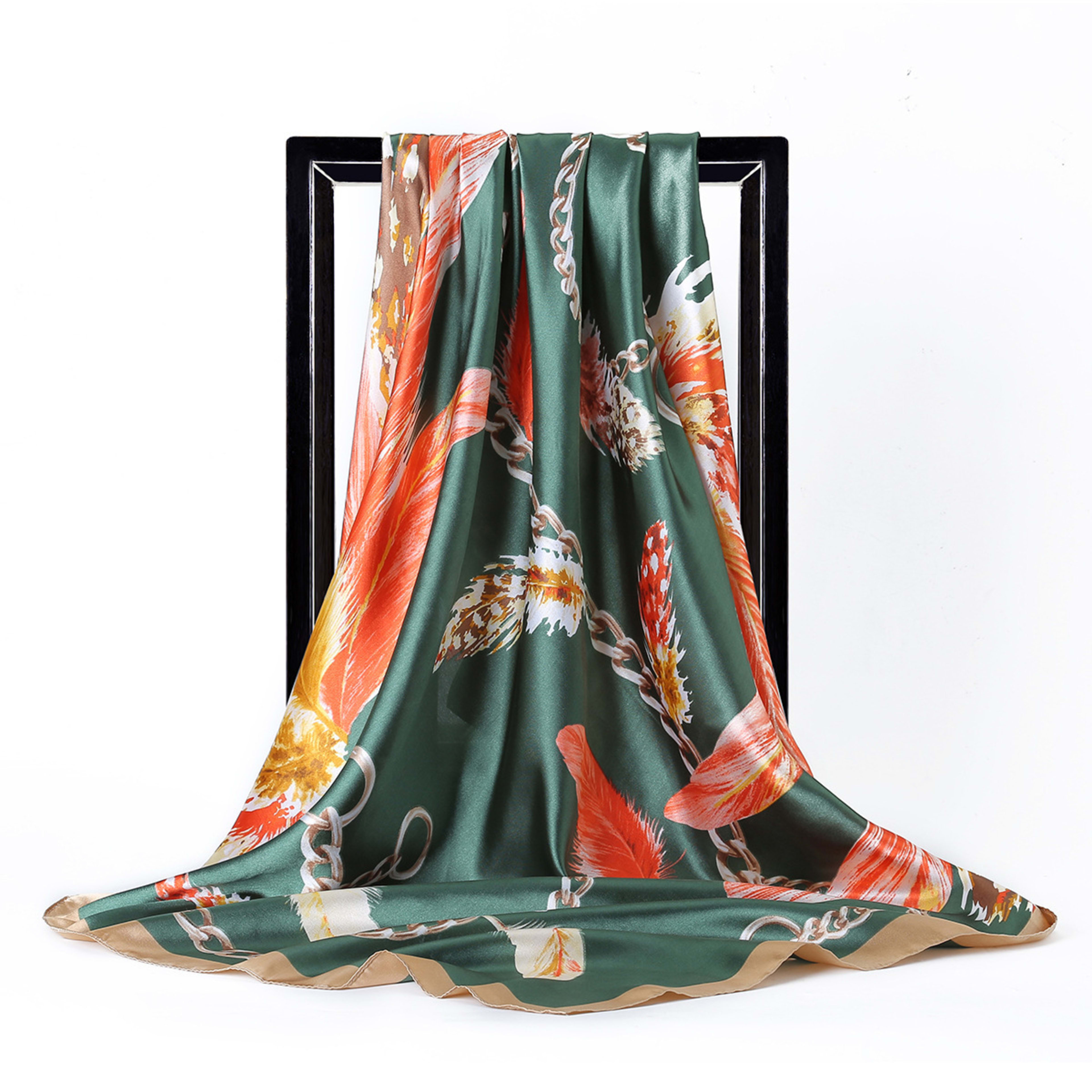 Retro Printed Silk Scarf Womens All-Match Shawl Headscarf 3