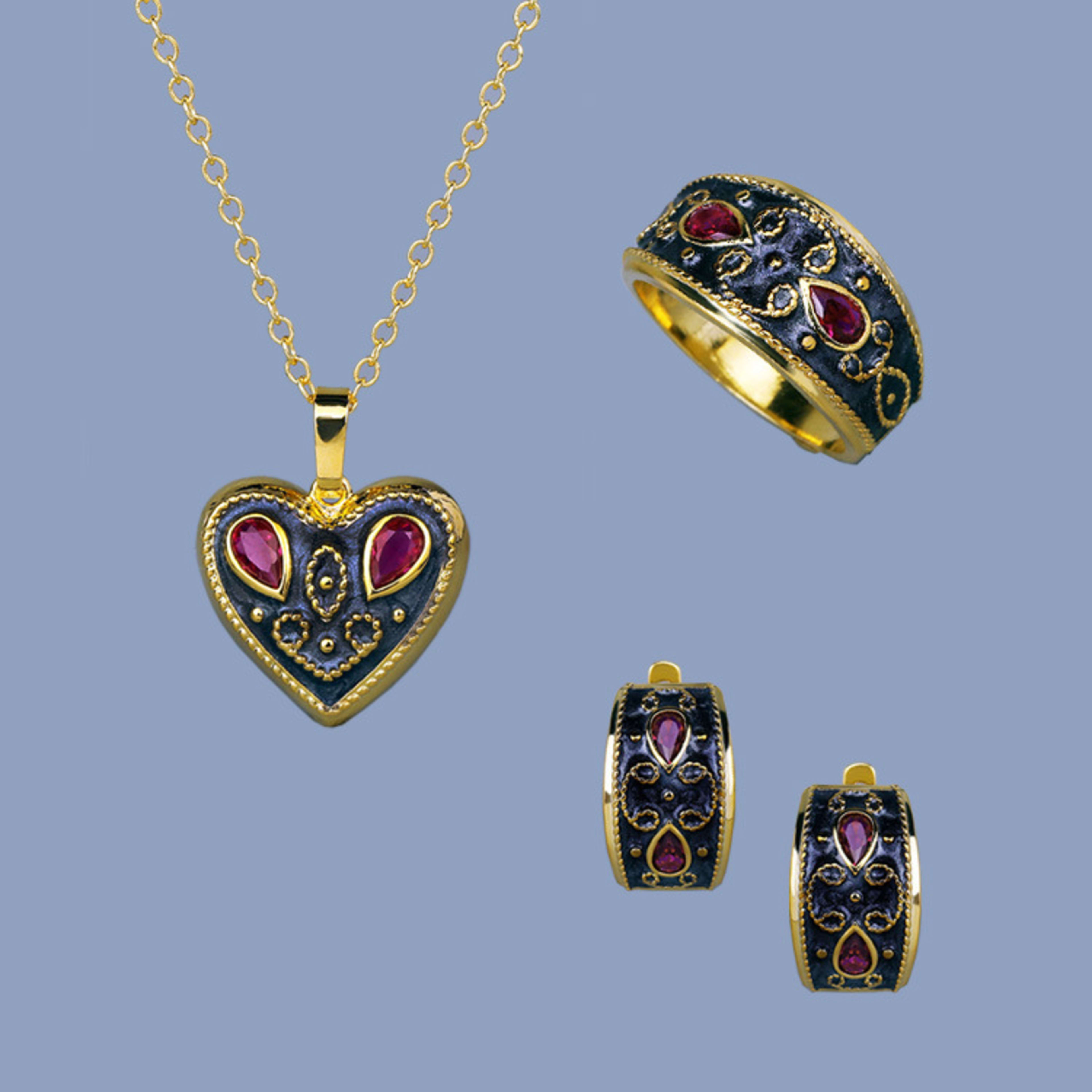 Classic Retro Exquisite Enamel Jewelry Three-piece Set 4