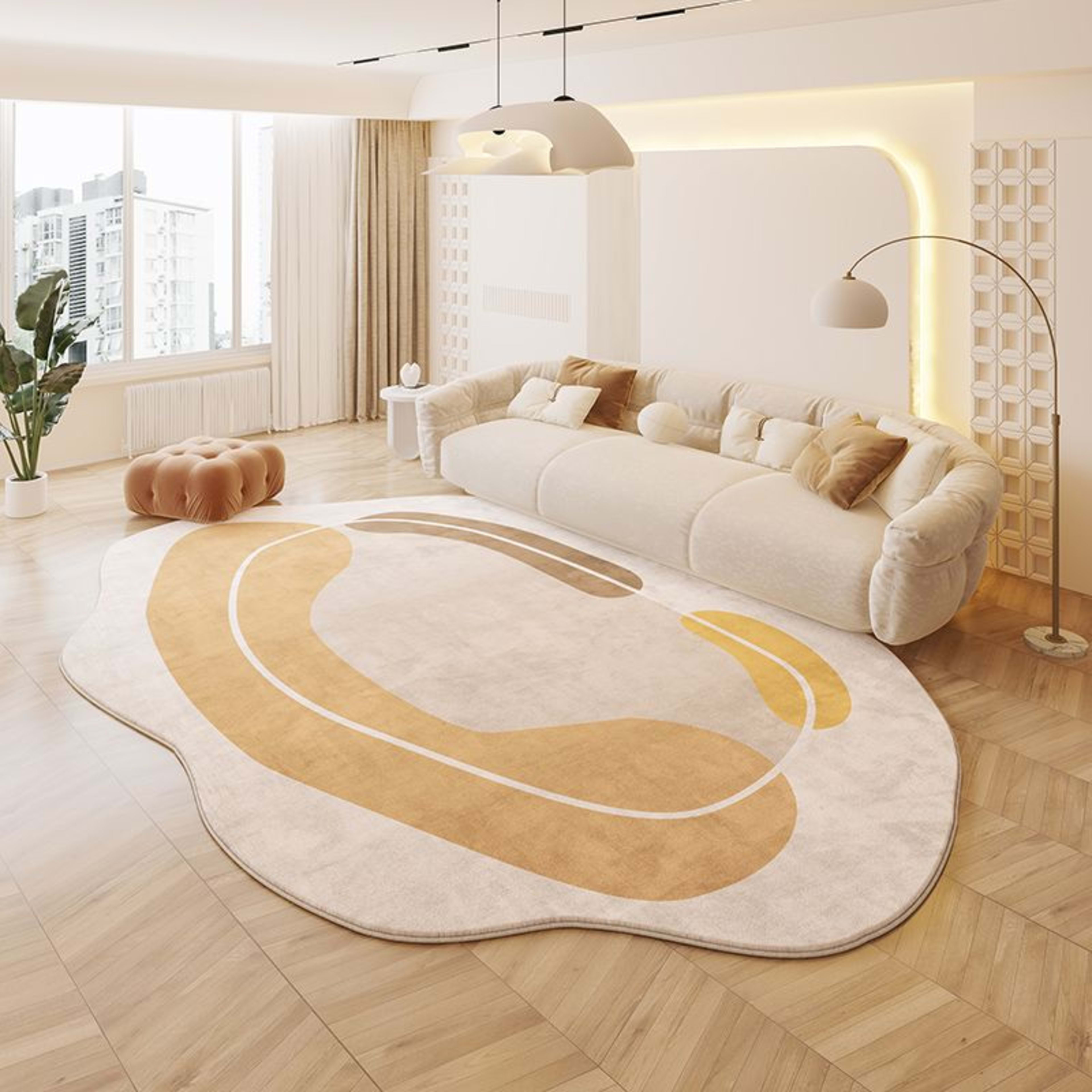 Cream Colored Stain-resistant And Easy To Maintain Cashmere Look Rug 11