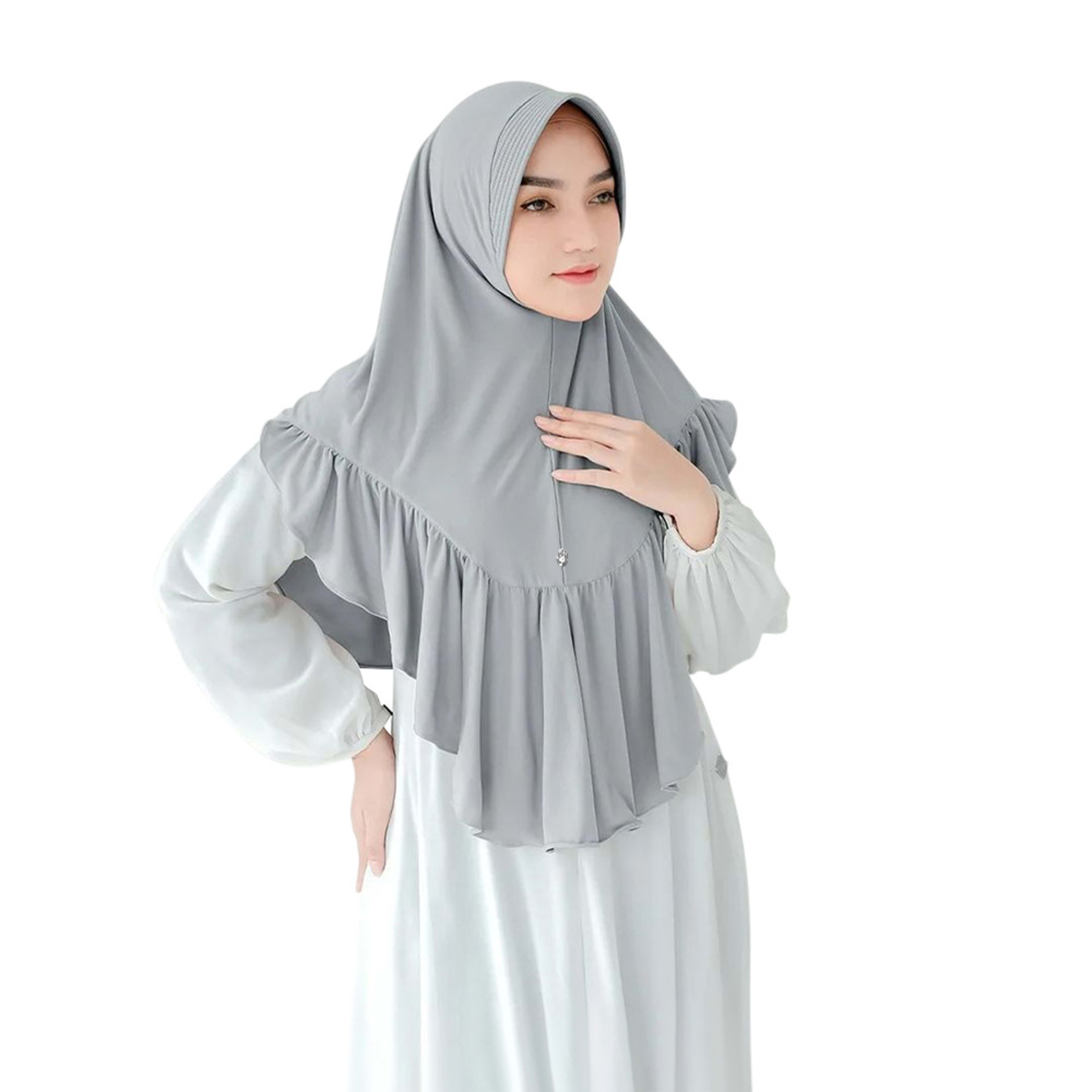 Solid-color Womens Ruffled-hem Pullover Comfort Breathable Headscarf 7