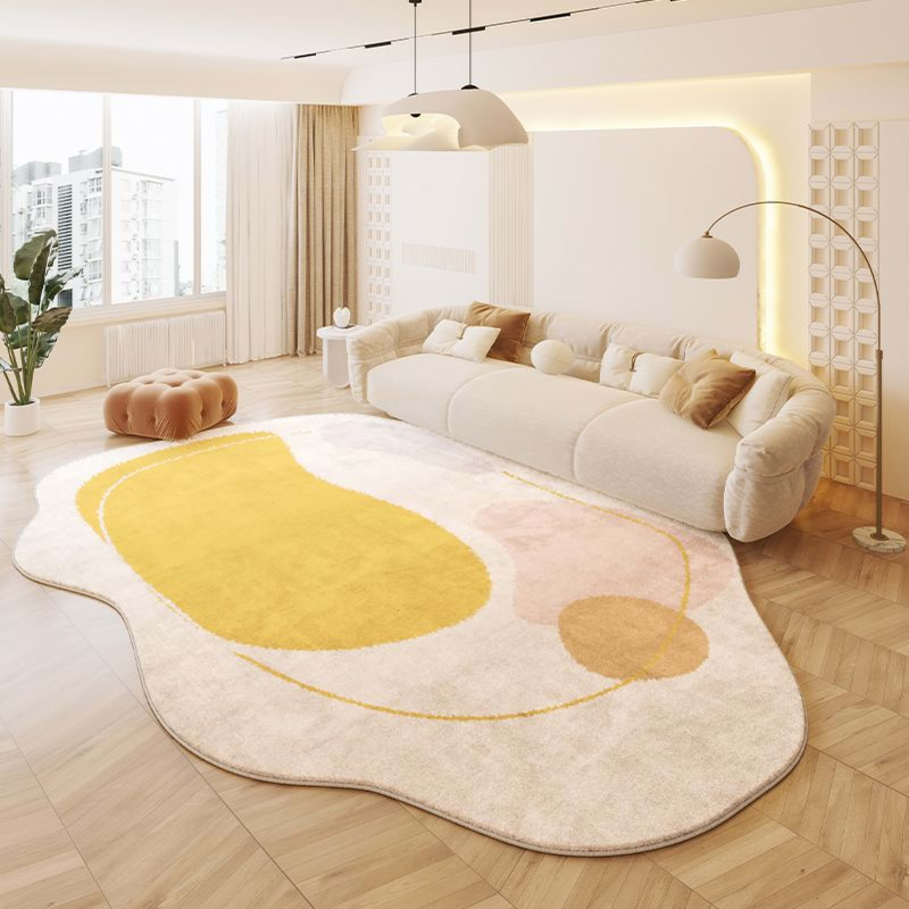 Cream Colored Stain-resistant And Easy To Maintain Cashmere Look Rug 6