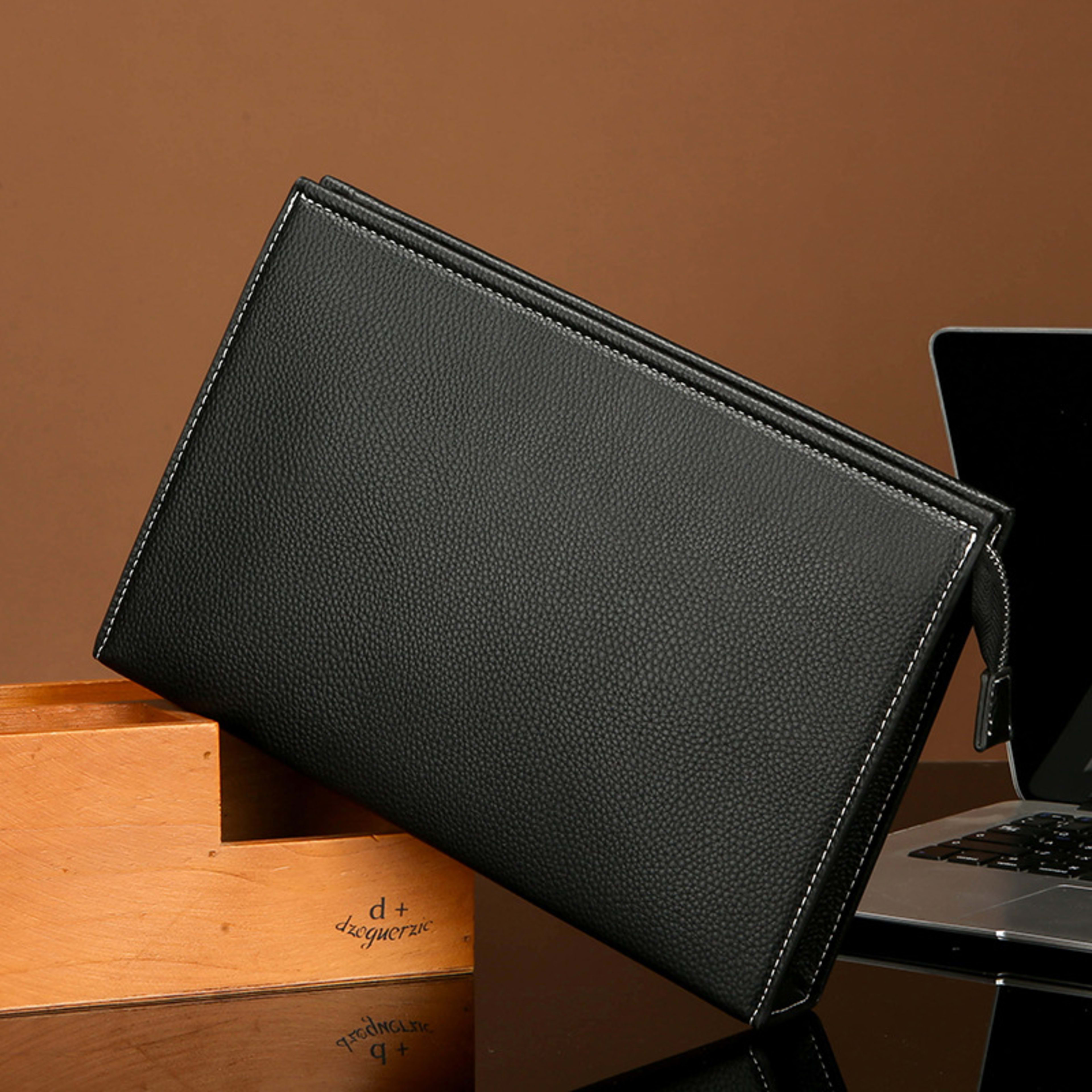 New Clutch Men's Briefcase Soft Leather Fashion Trendy Casual Business 6