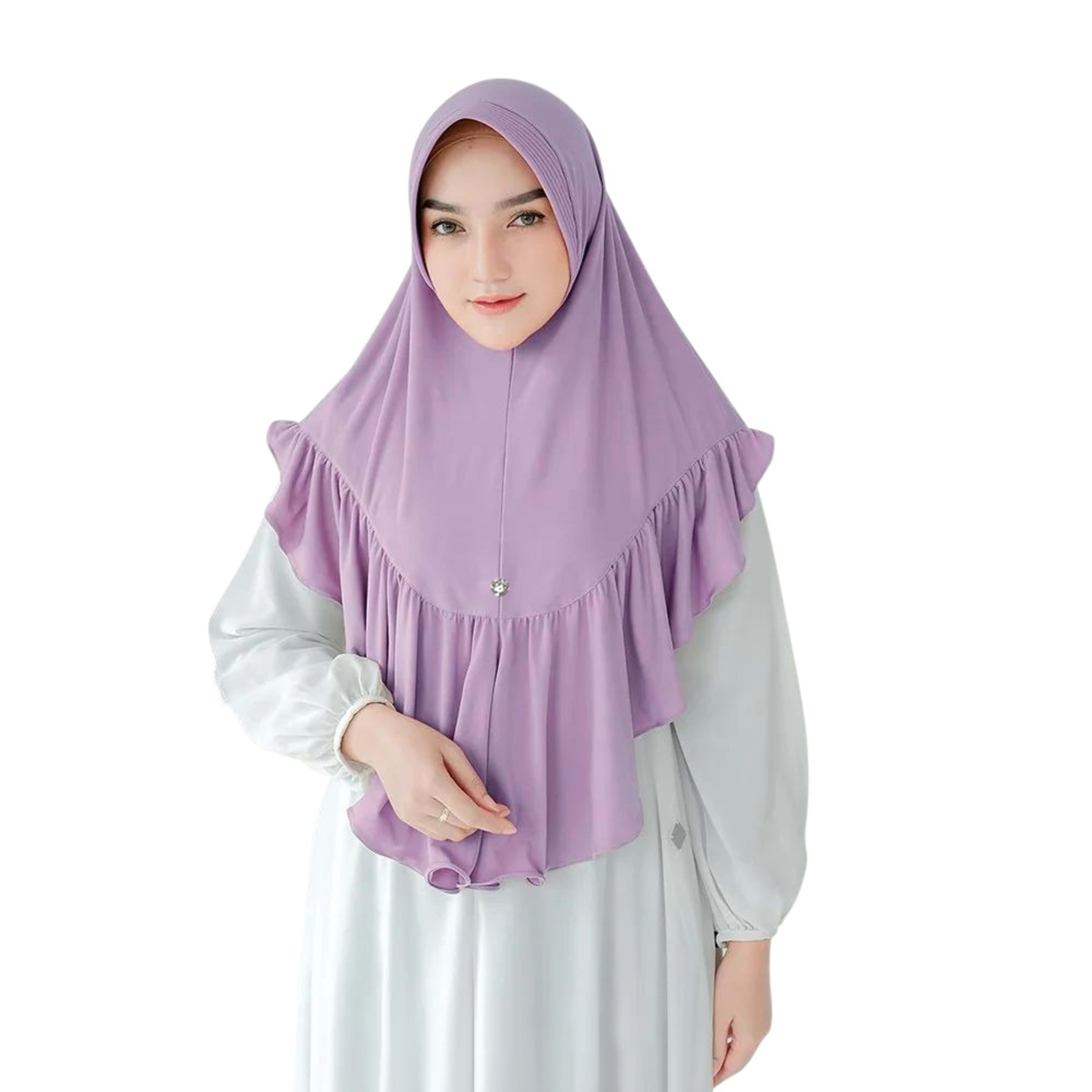Solid-color Womens Ruffled-hem Pullover Comfort Breathable Headscarf 4