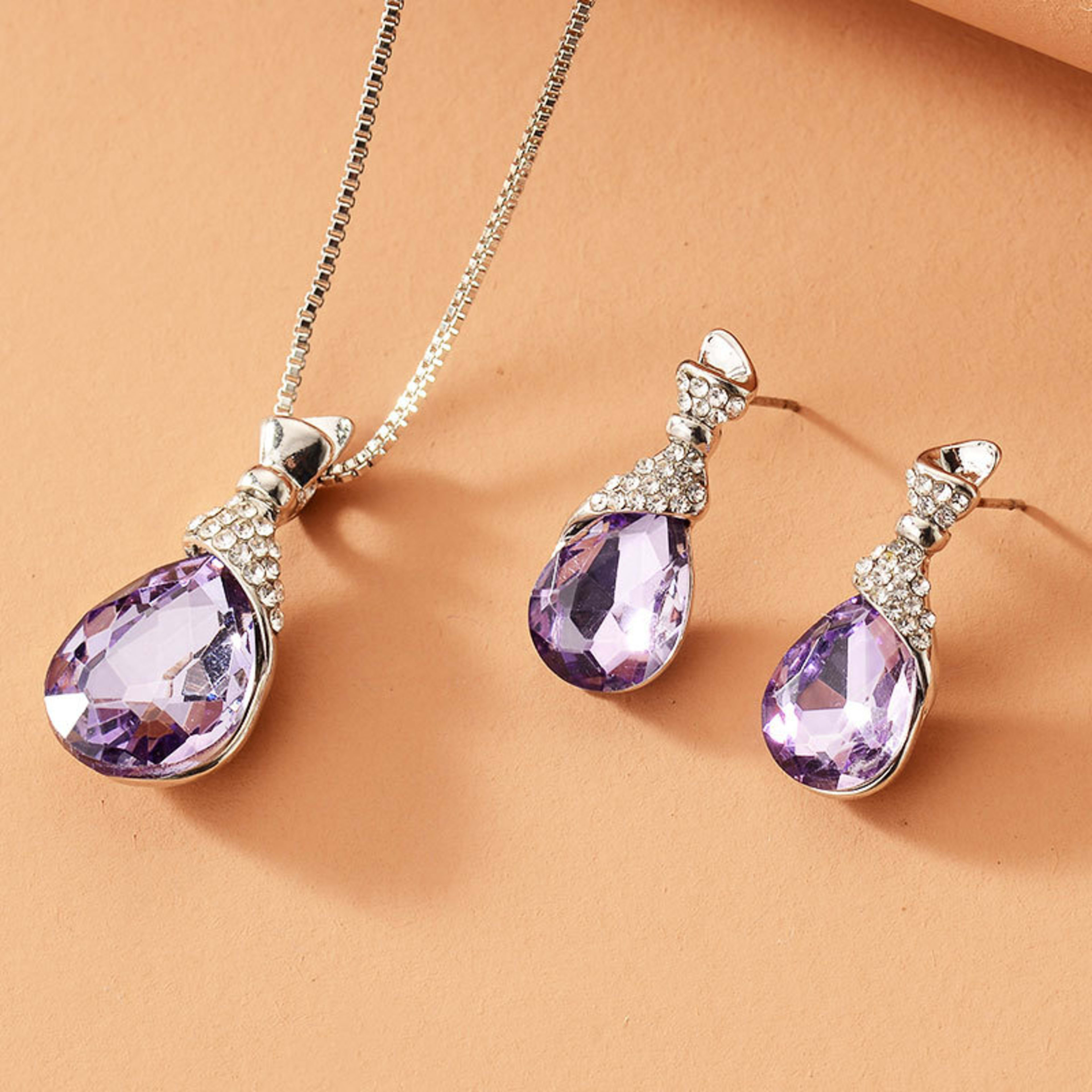 Bridal Jewelry Peacock Gem Necklace Earrings