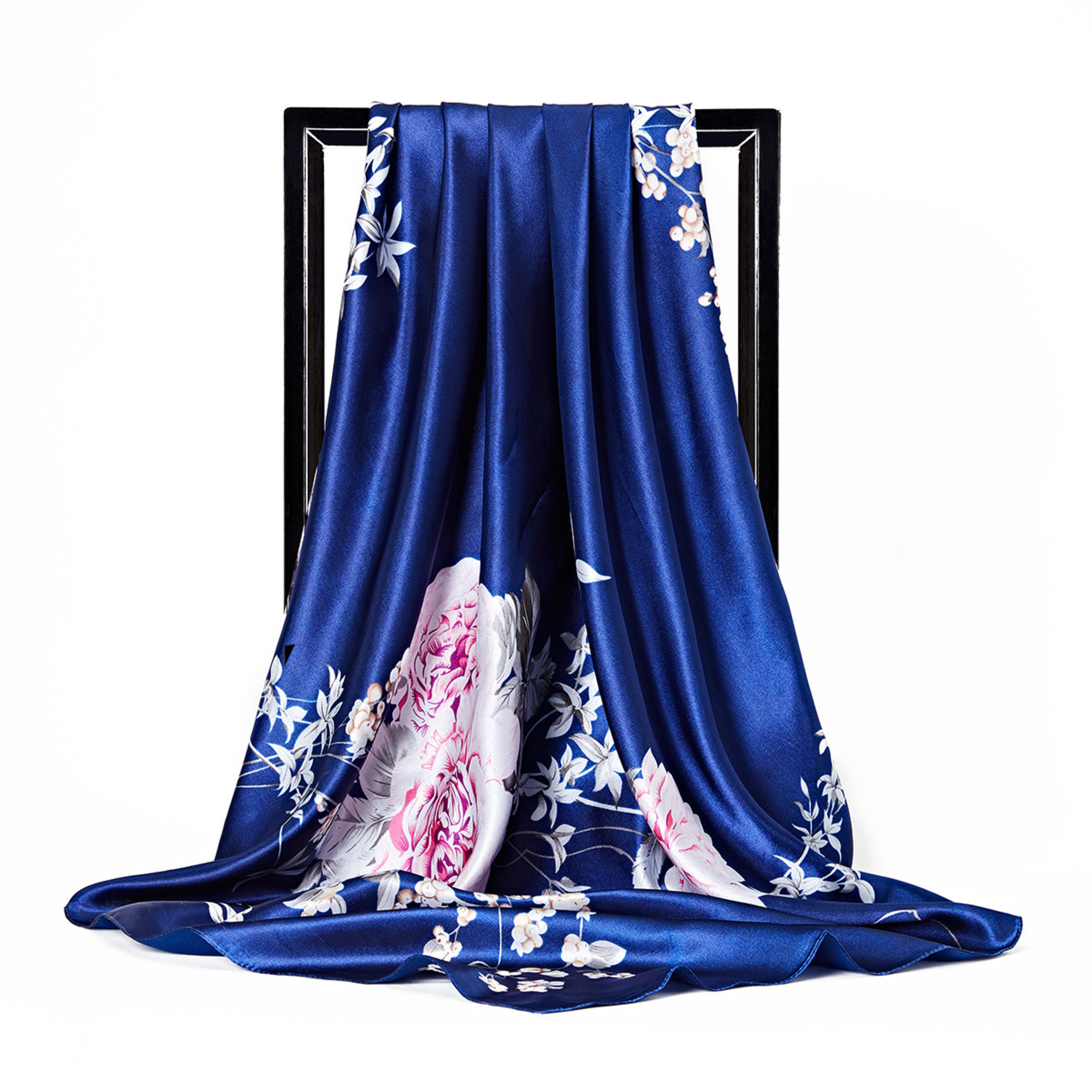 Retro Printed Silk Scarf Womens All-Match Shawl Headscarf 6