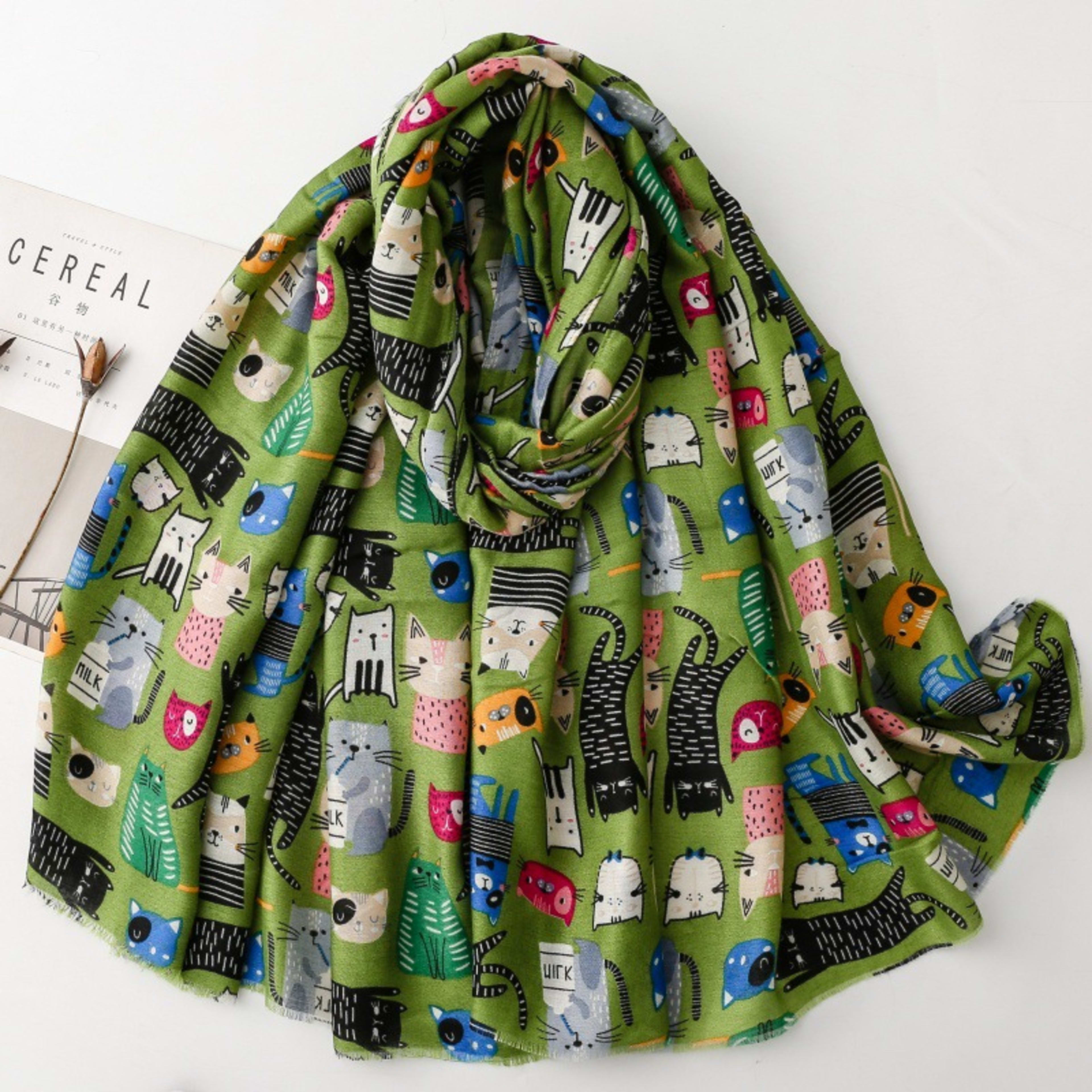 Cute Cat-patterned Scarf Korean Style 4