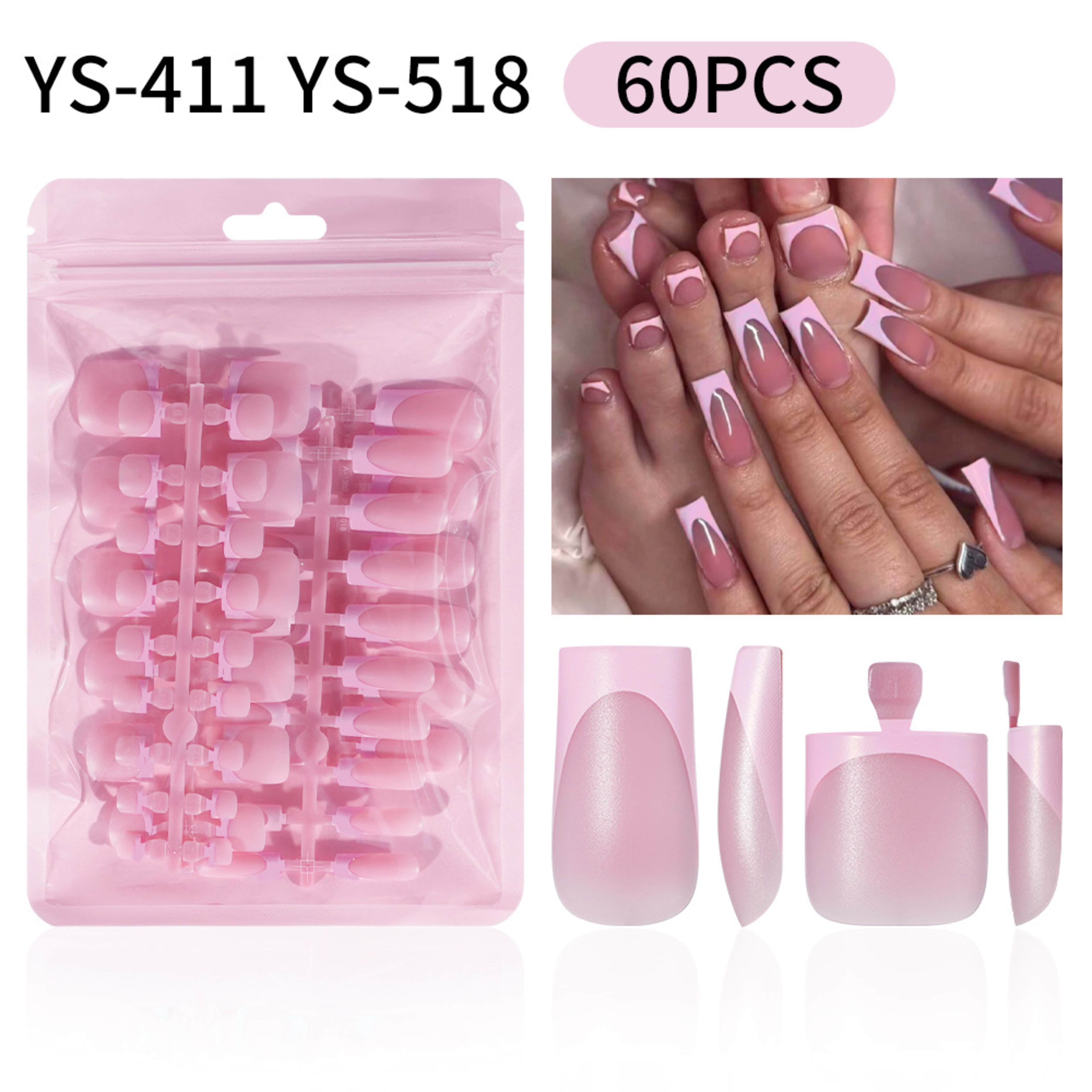 60-piece Set Of Square French Matte Nail Tips 2