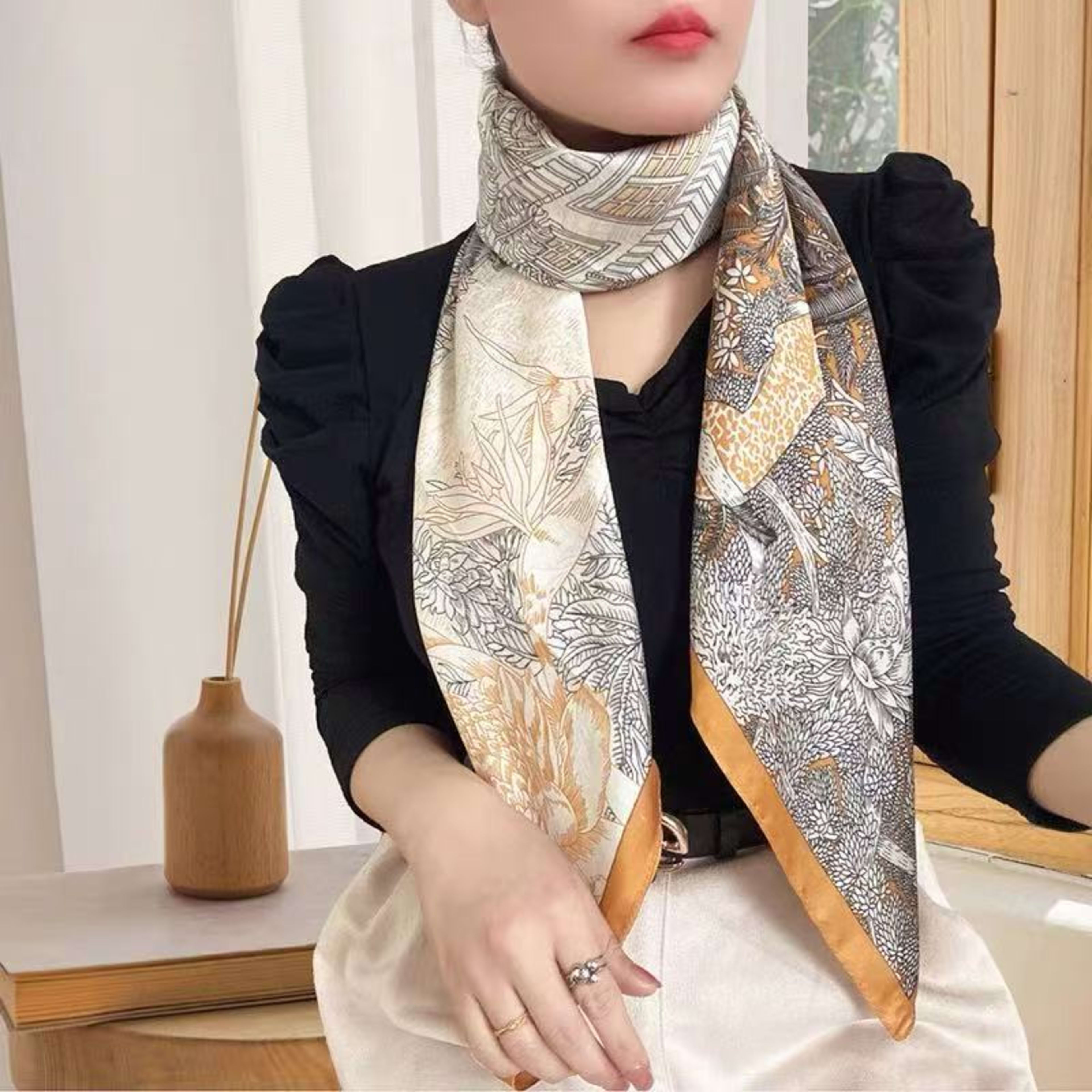 Creative Exotic-print Versatile Silk Scarf 25