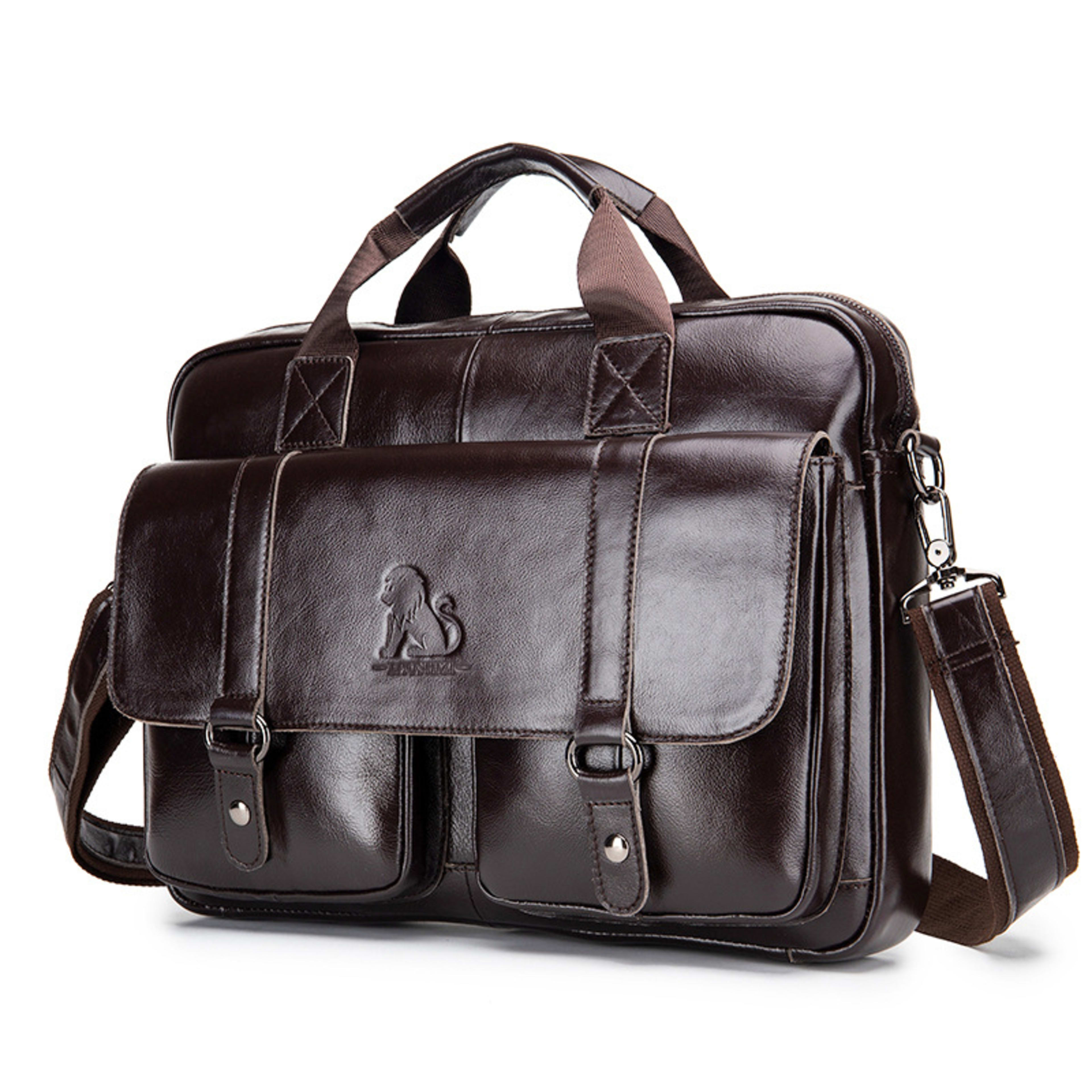 Cowhide Men's Briefcase Business Large Capacity Handbag 1