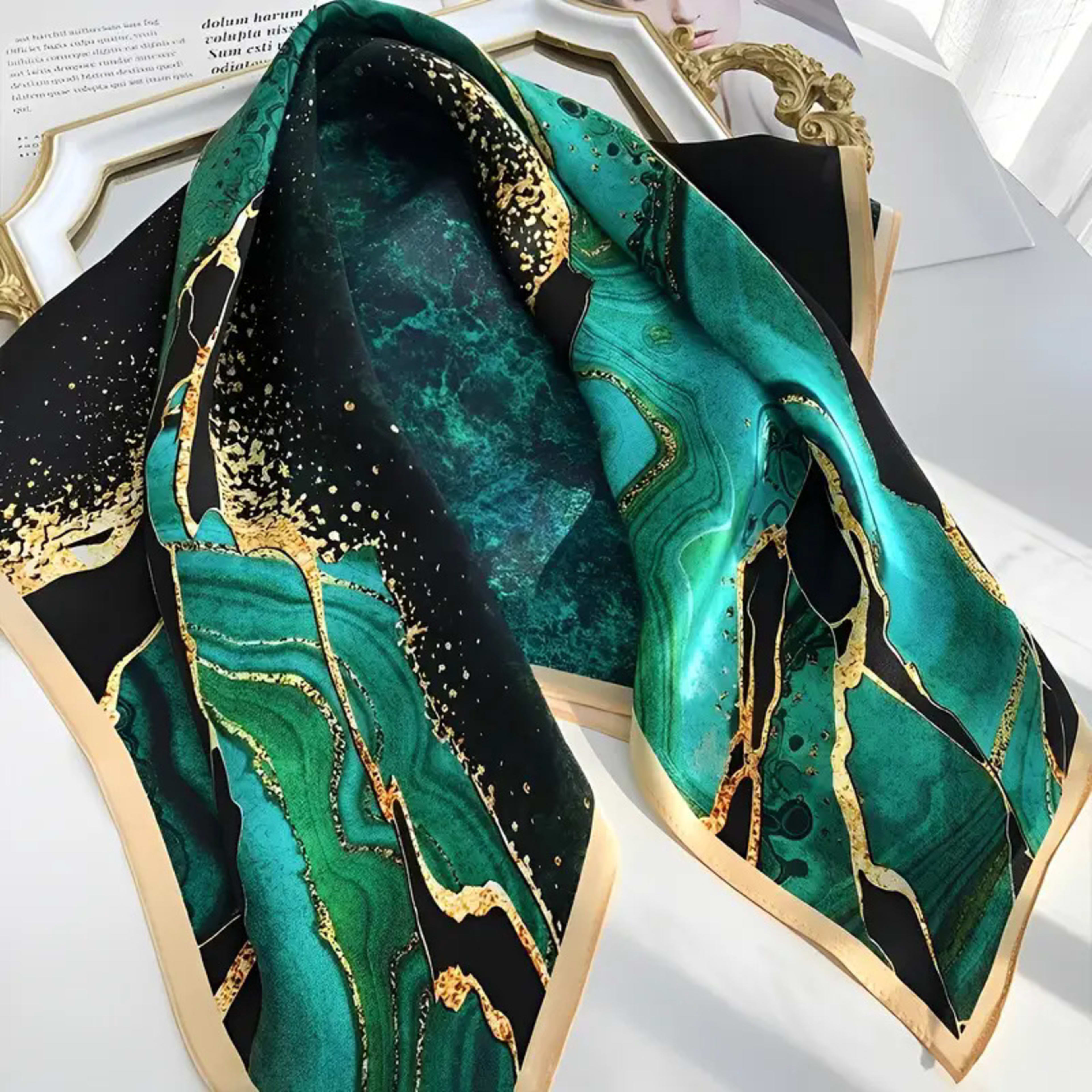 Small Scarf Vintage Printed Silk Scarf For Women 60