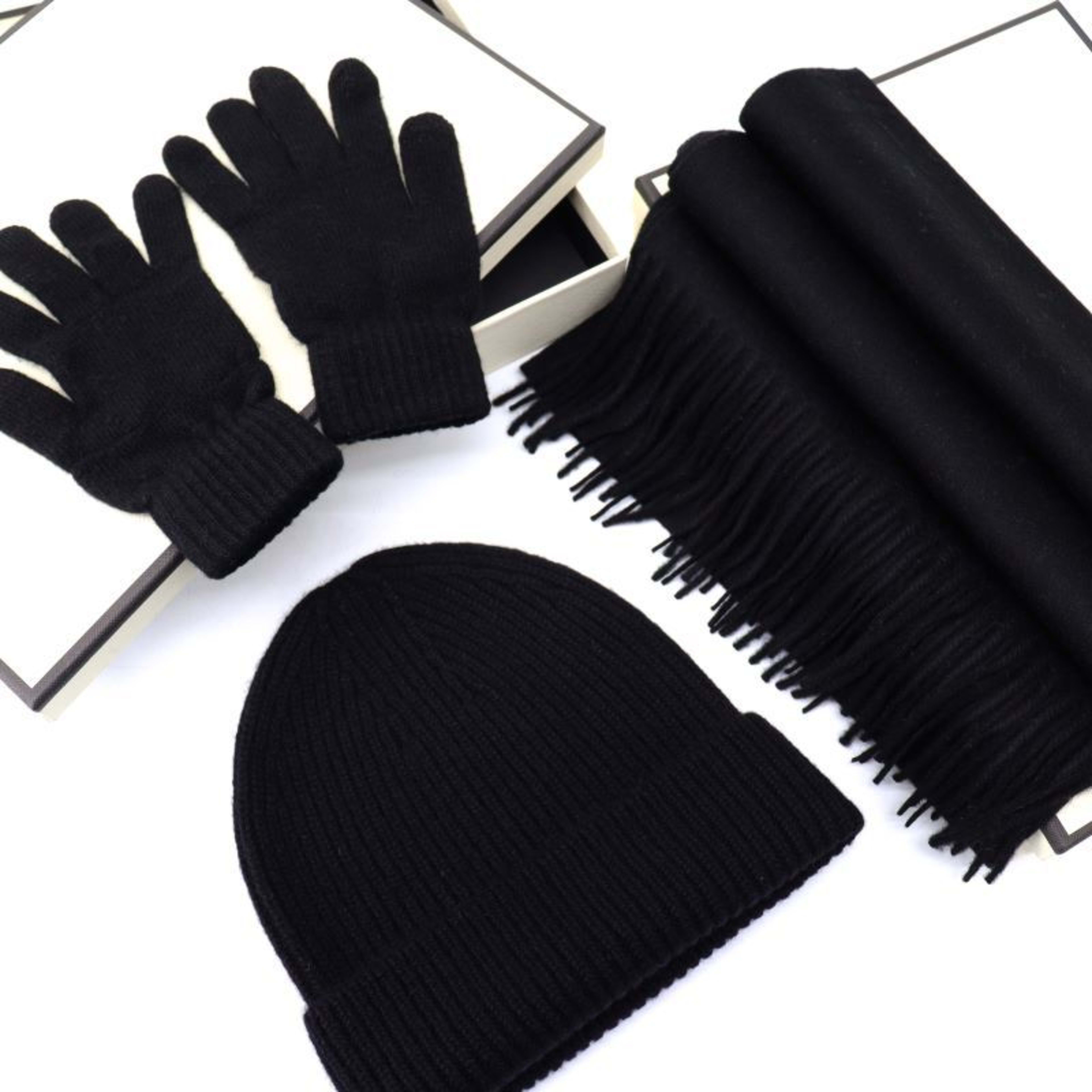 AutumnWinter Hat Gloves And Shawl Three-in-One 4