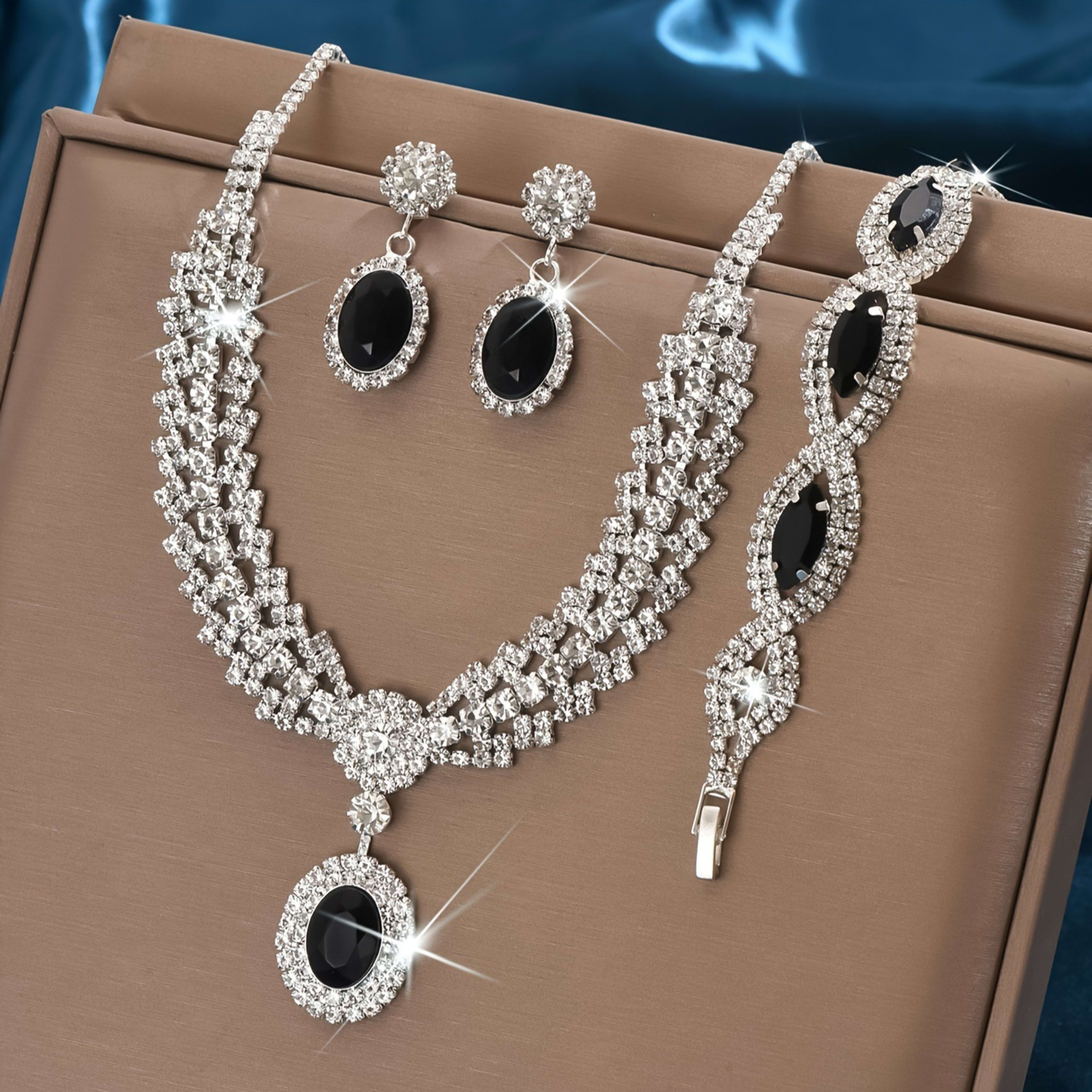 New European And American Style Elegant Luxury Sapphire Necklace Set Of Four Pieces 6