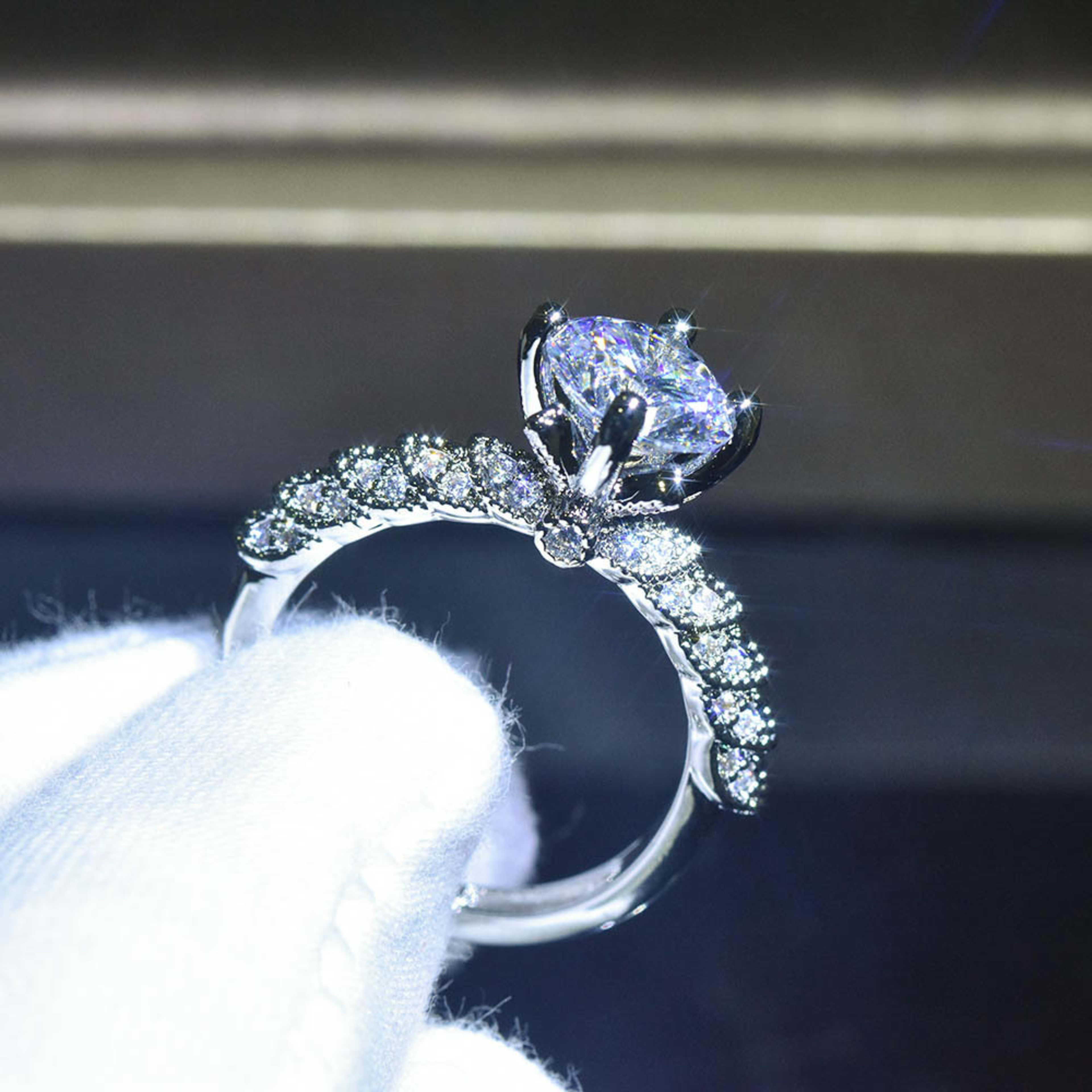 Platinum Plated Moissanite Goddess Of Fortune Ring 5
