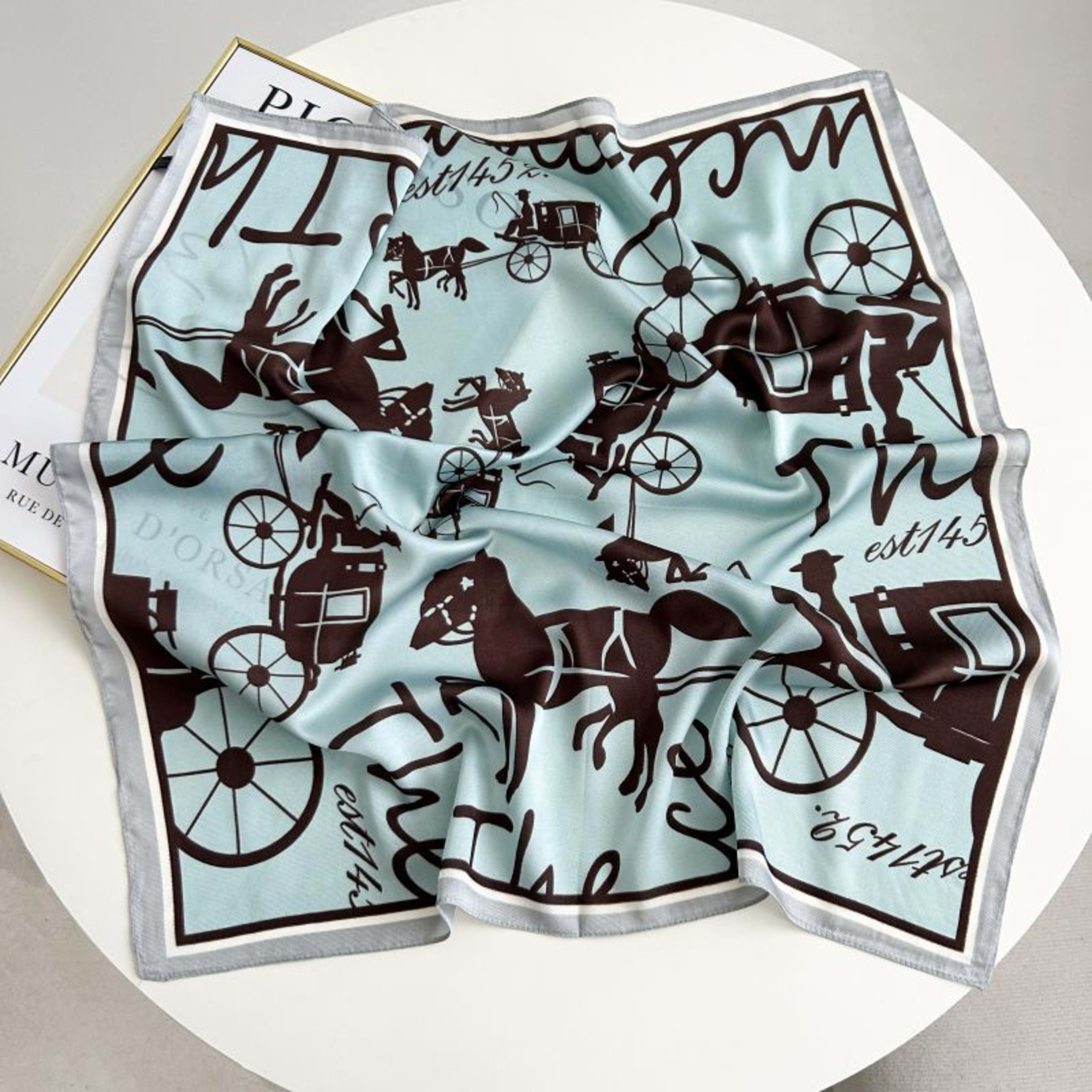 New High-end Twill Silk-look Square Scarf 17