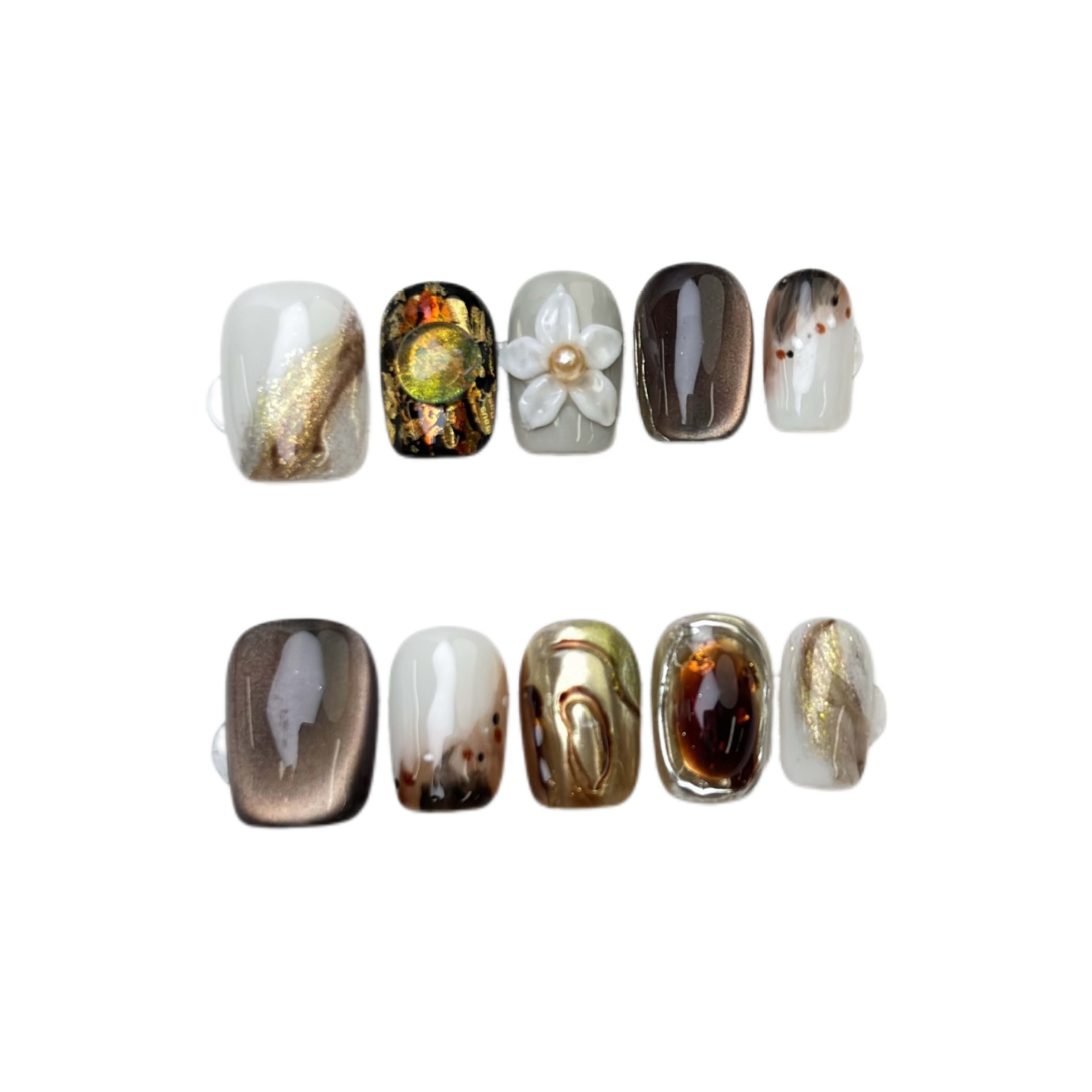 Handmade Wearable Nails 3D Carved Nail Art Tips 5