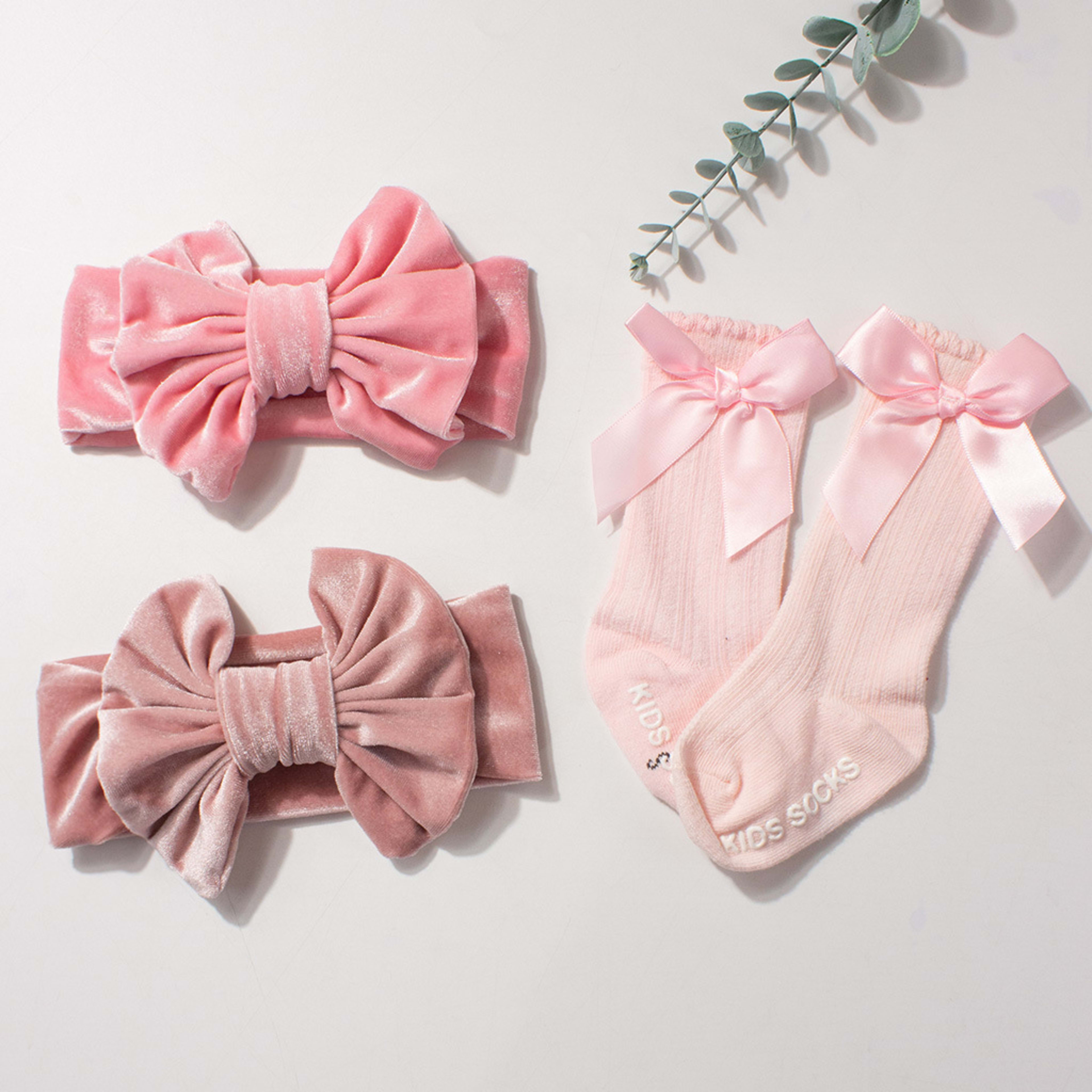 Velvet Baby Headband And Sock Set 5