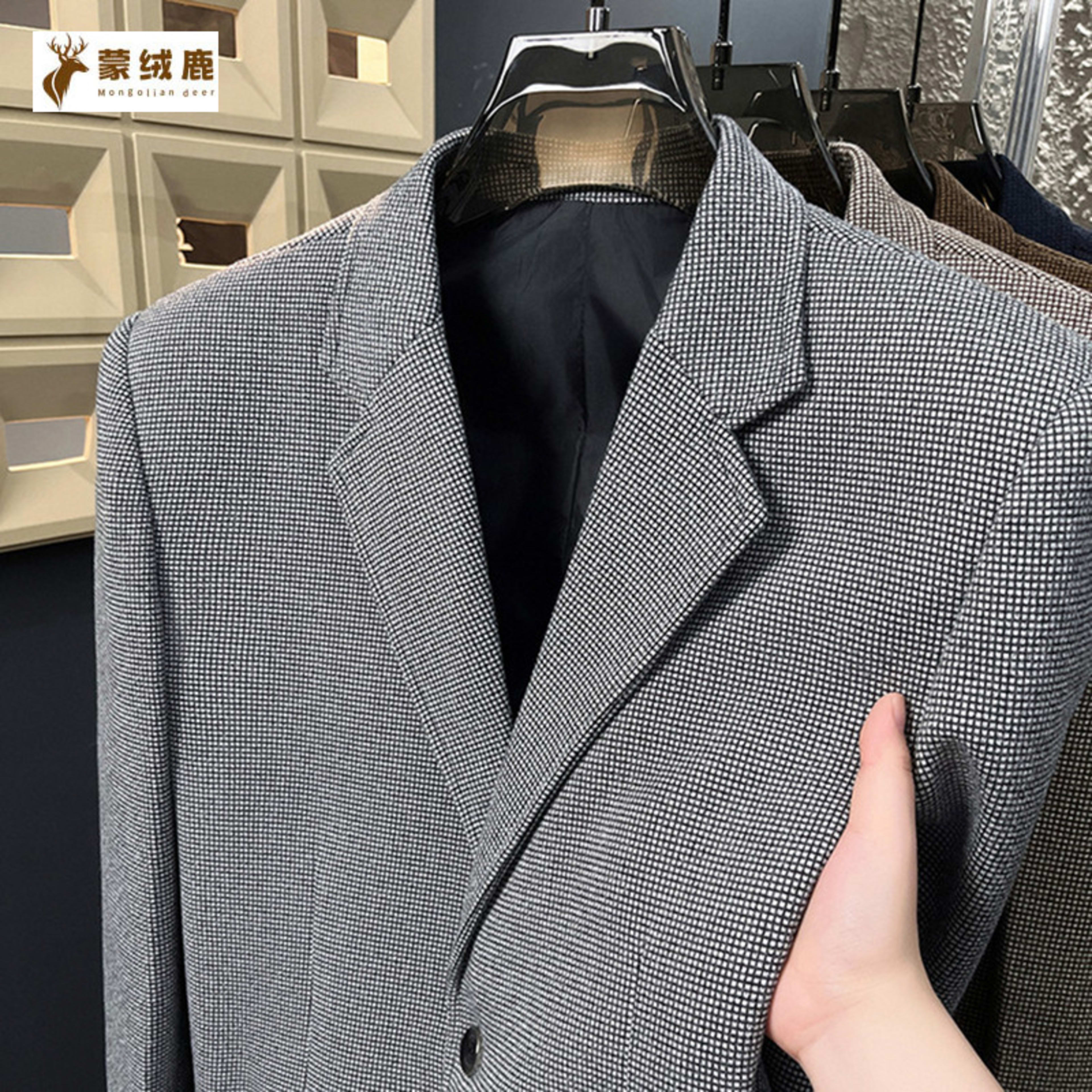 Lightly Mature-style Casual Mens Heavy Wool Suit For Spring And Autumn 2