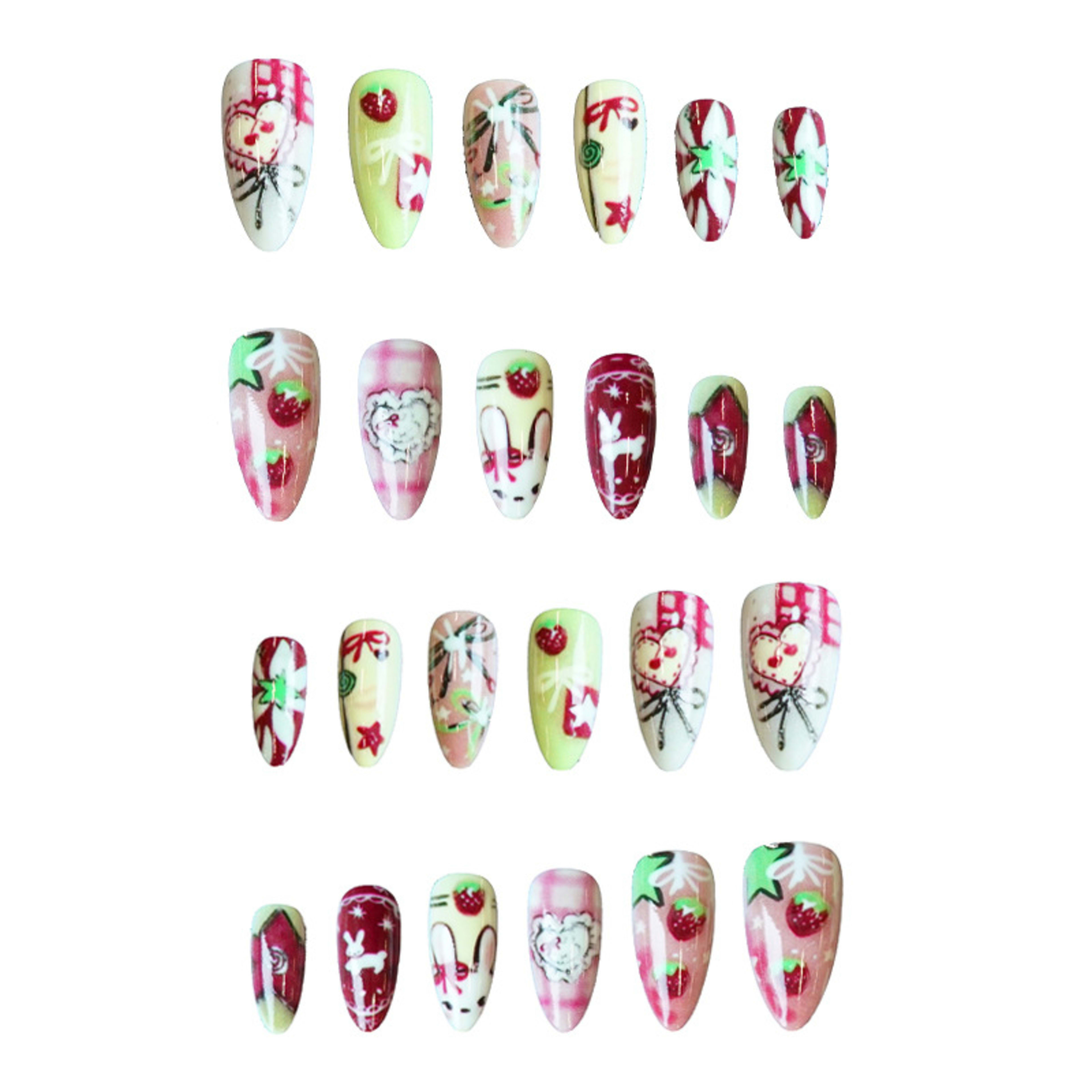 24-piece Set Of Cute Cartoon-style Fresh And Sweet Wearable Nail Tips 1