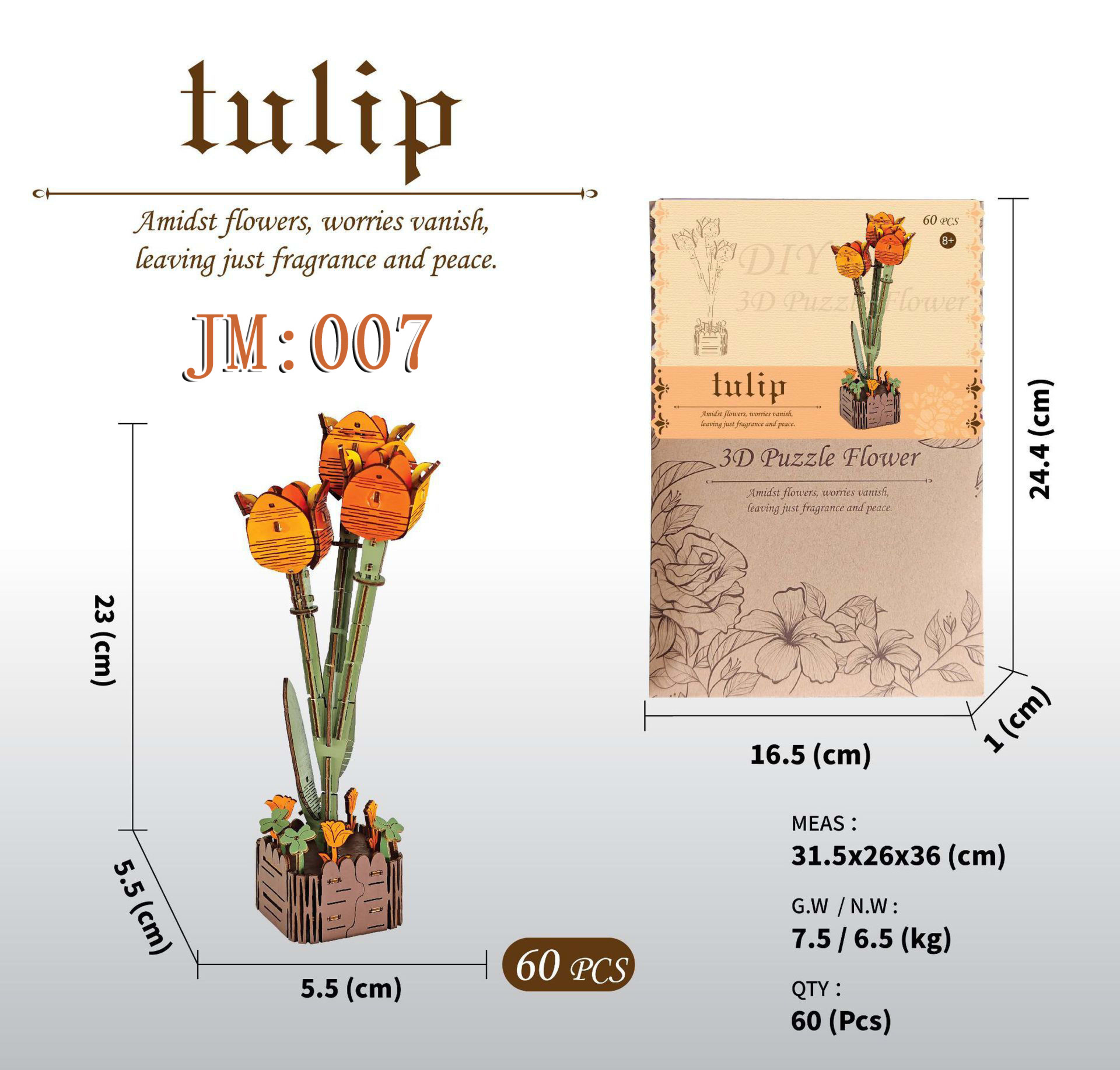 Building Block Flower Puzzle 3D Model Toy 8