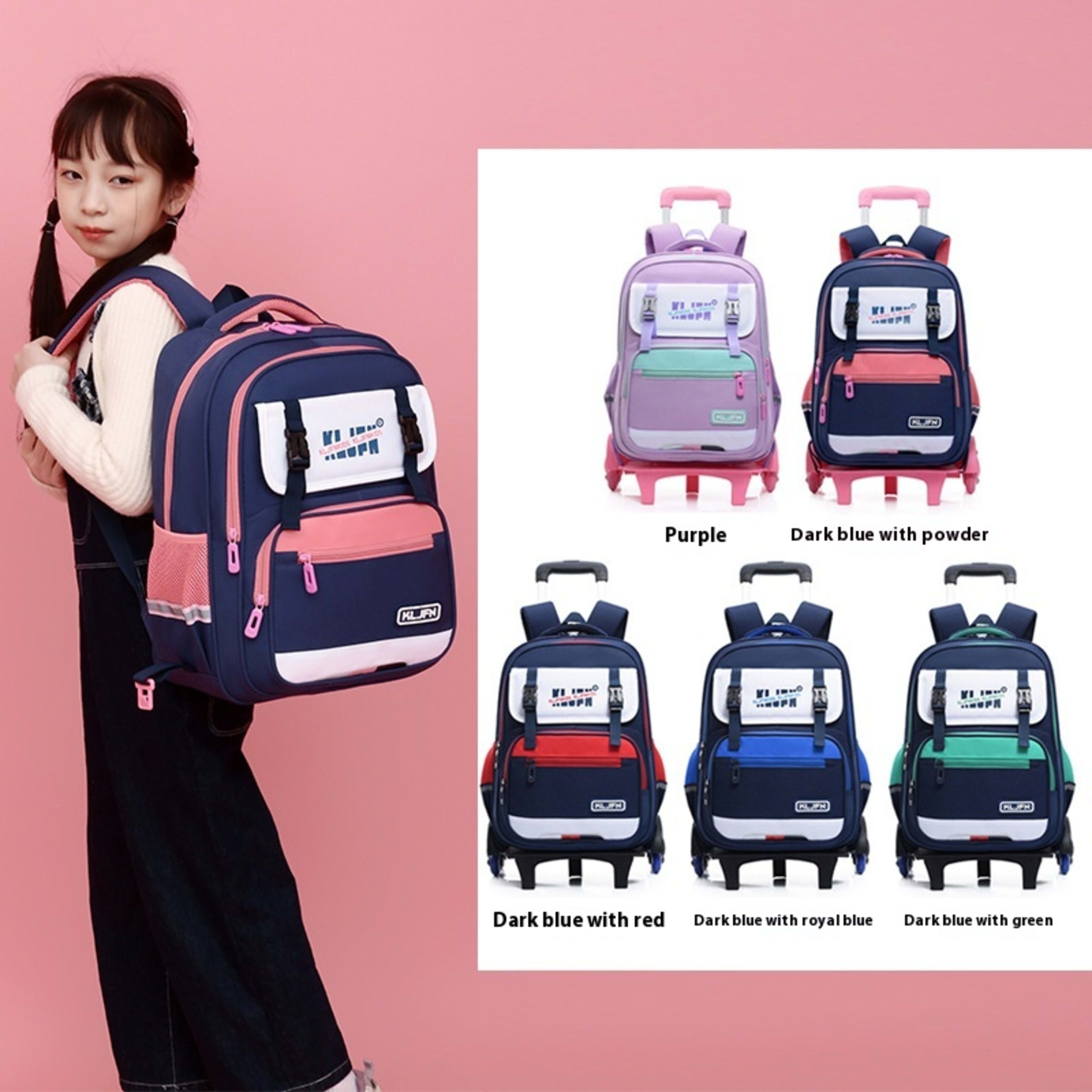 Children's Trolley Lightweight Shoulder Pad Wear-resistant Large Capacity Spine Protection Backpack Waterproof 18