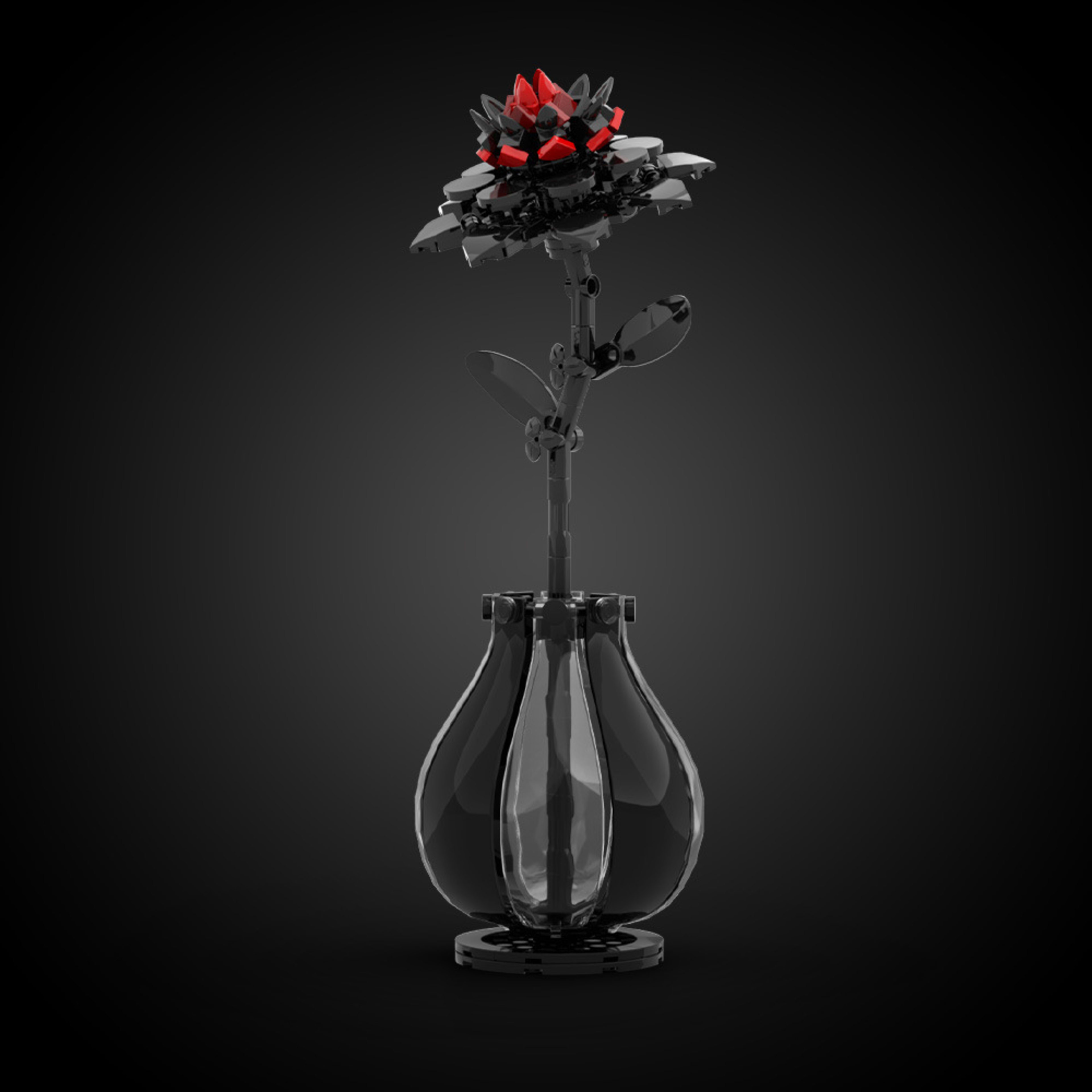 Red Dahlia Building Block Toy Creative Flower Table Decoration 2