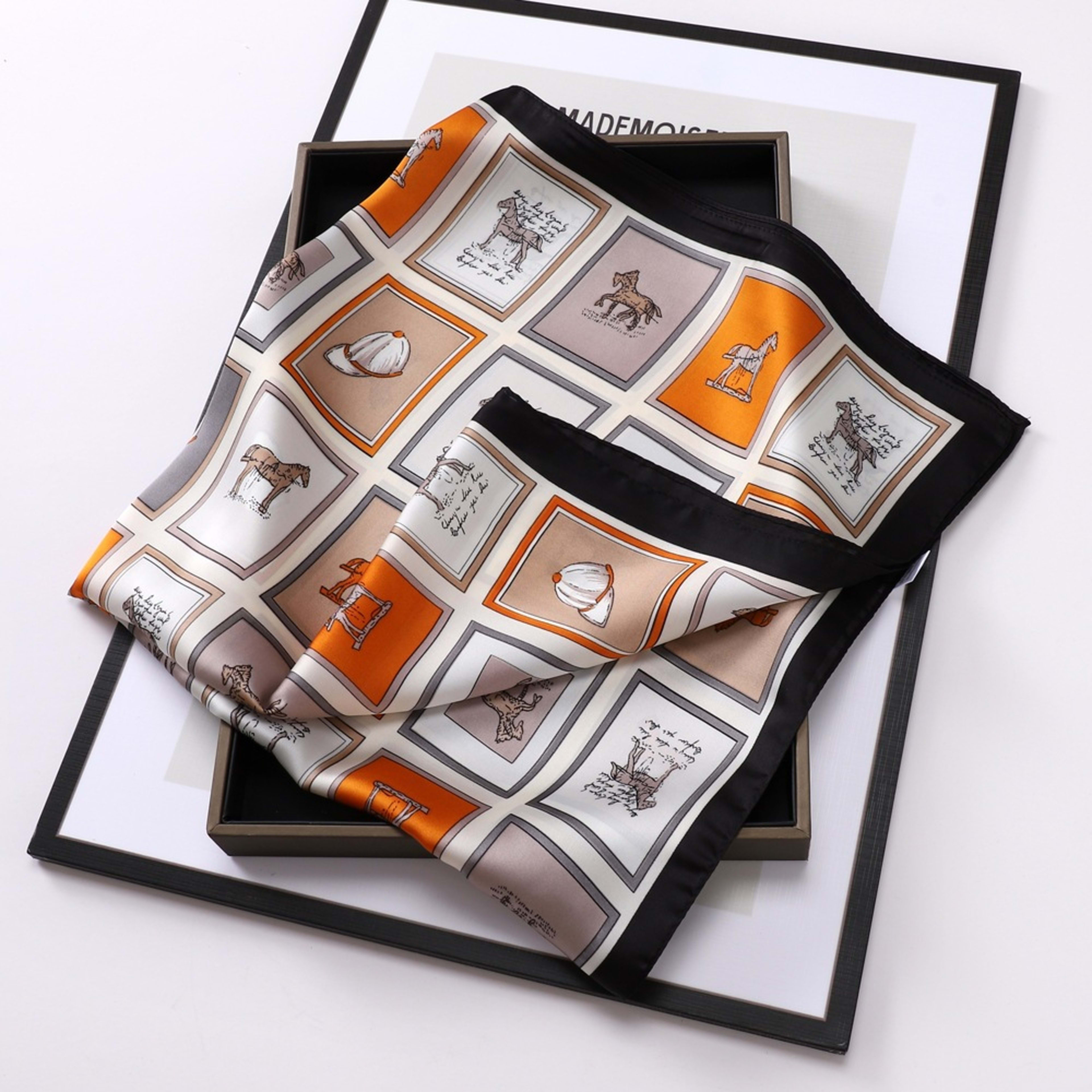 Small Scarf Vintage Printed Silk Scarf For Women 8