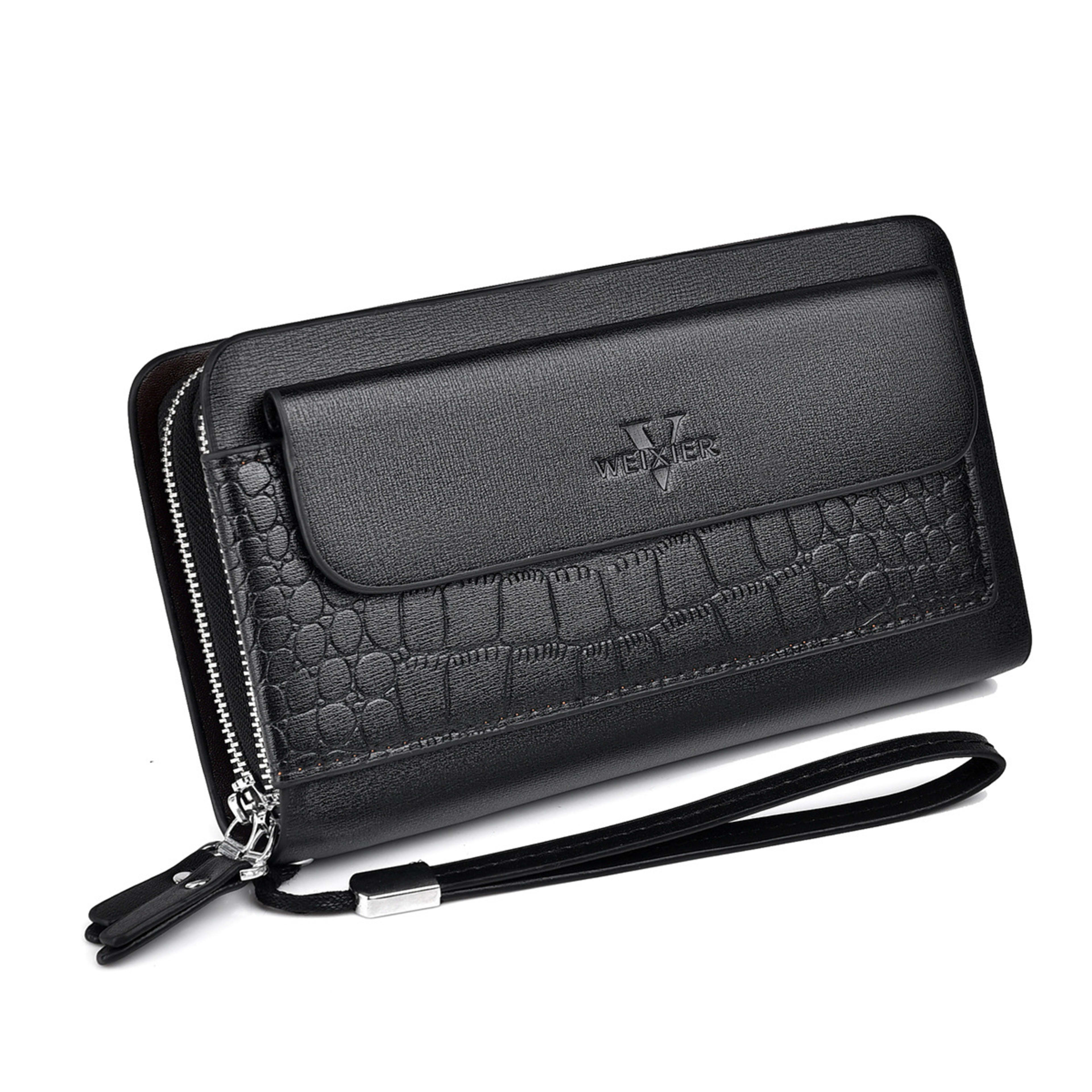 Retro Multiple Card Slots Double Zip Wallet Men