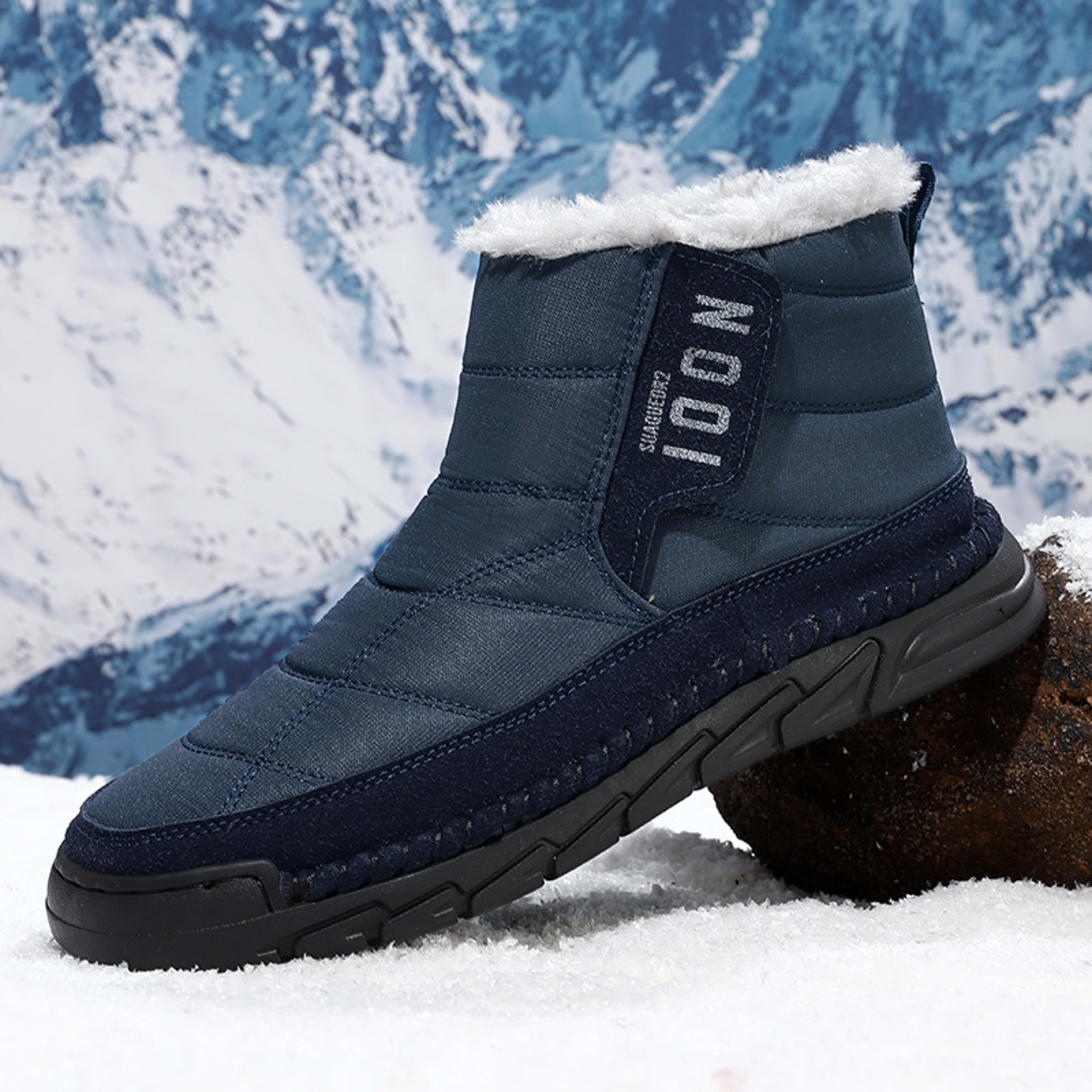 Plus-size Mens Winter Snow Waterproof Non-slip Cotton Boots With A Warm 7