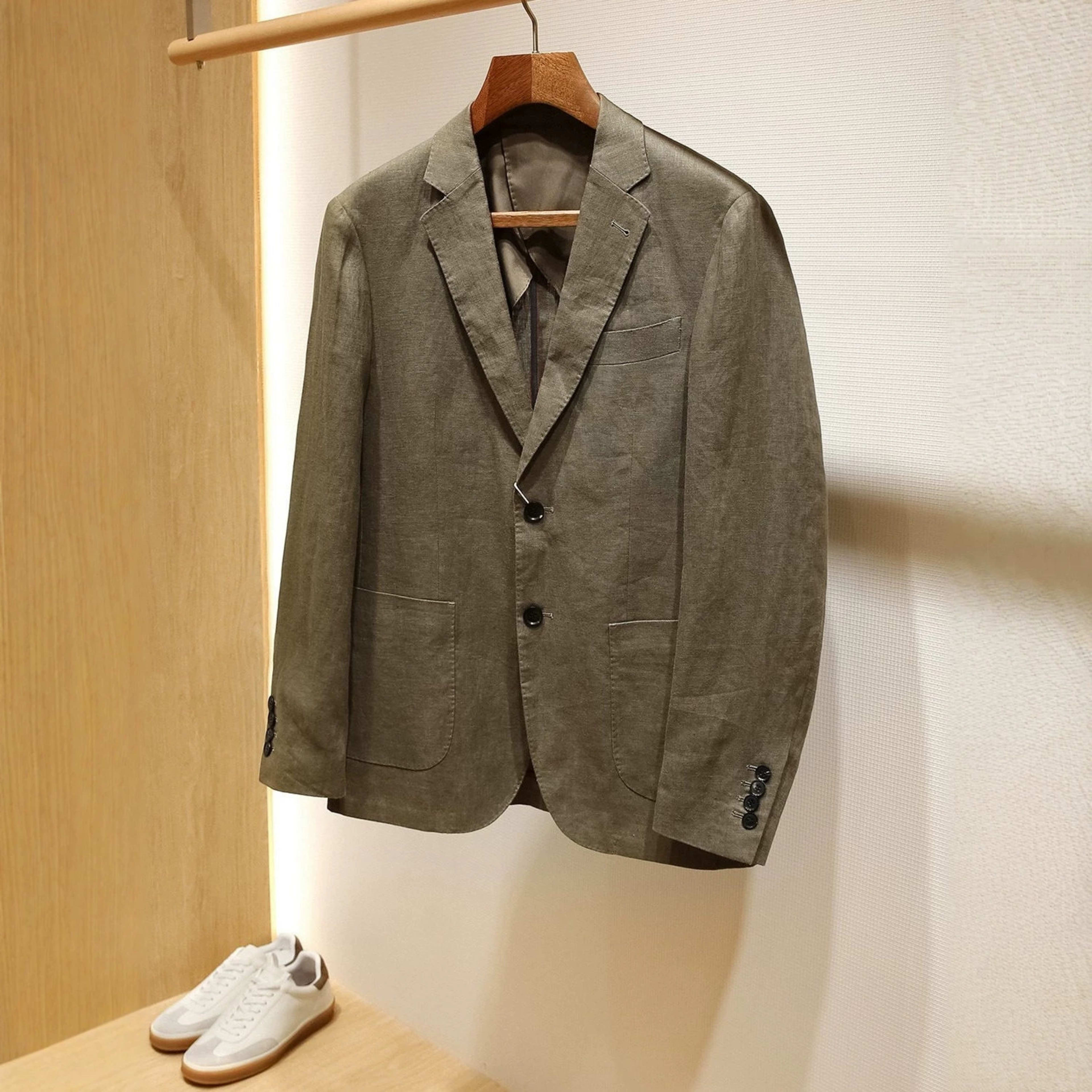 Plus-size Mens Linen Slim-fit Suit Set 7