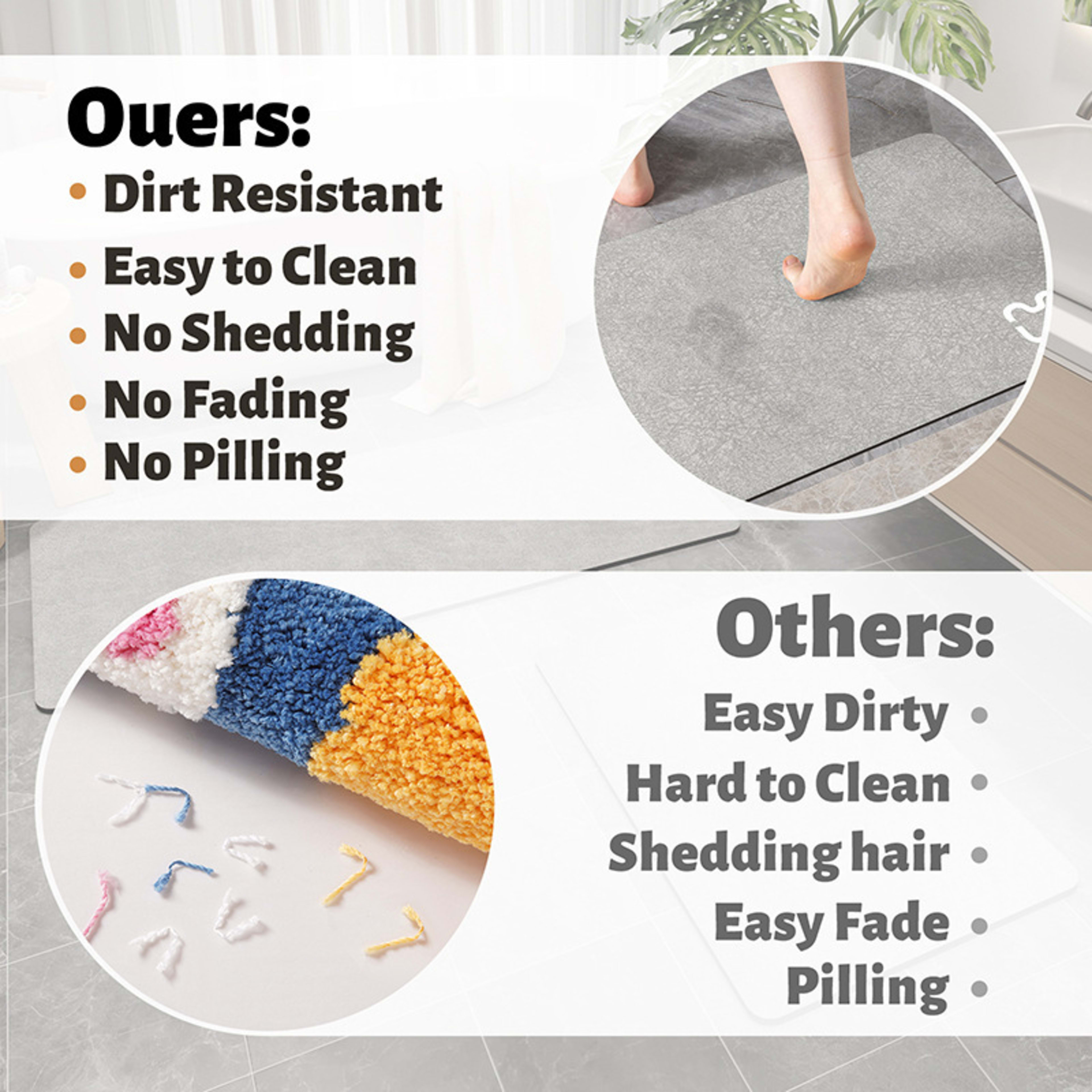 New Diatomaceous Earth Non-slip Bathroom Floor Mat 2