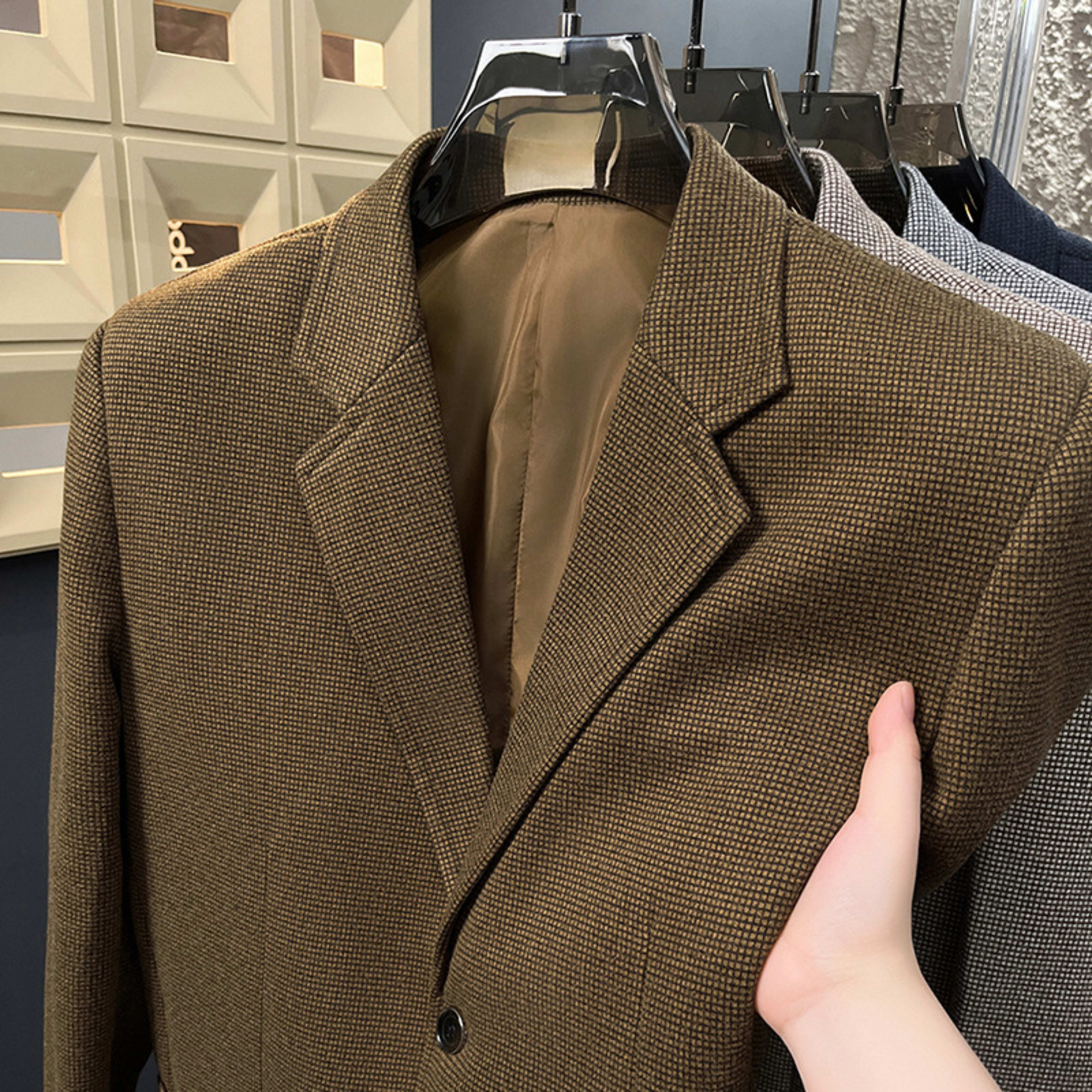 Lightly Mature-style Casual Mens Heavy Wool Suit For Spring And Autumn 4