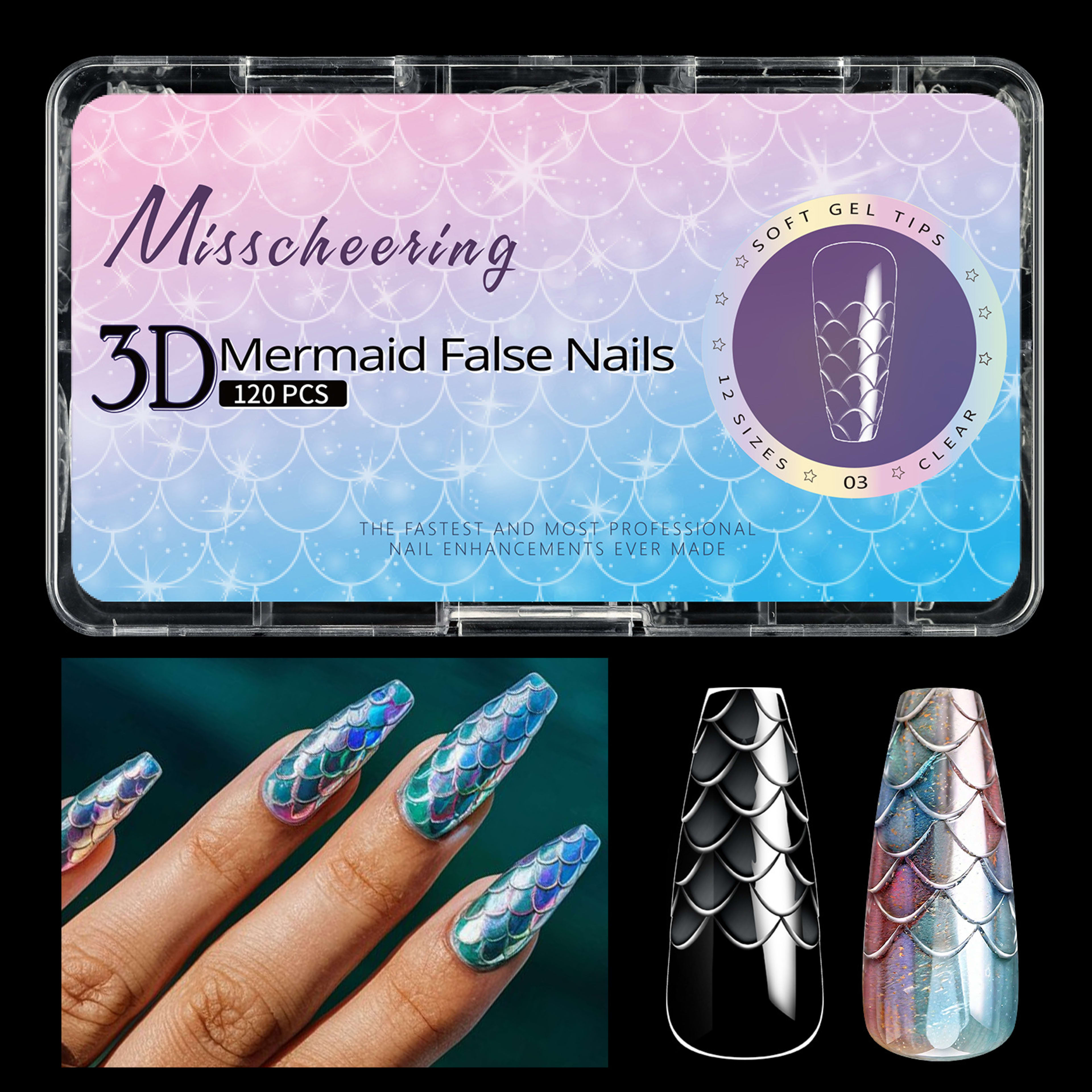 3D Scale Long Shaping Nail Tip 10