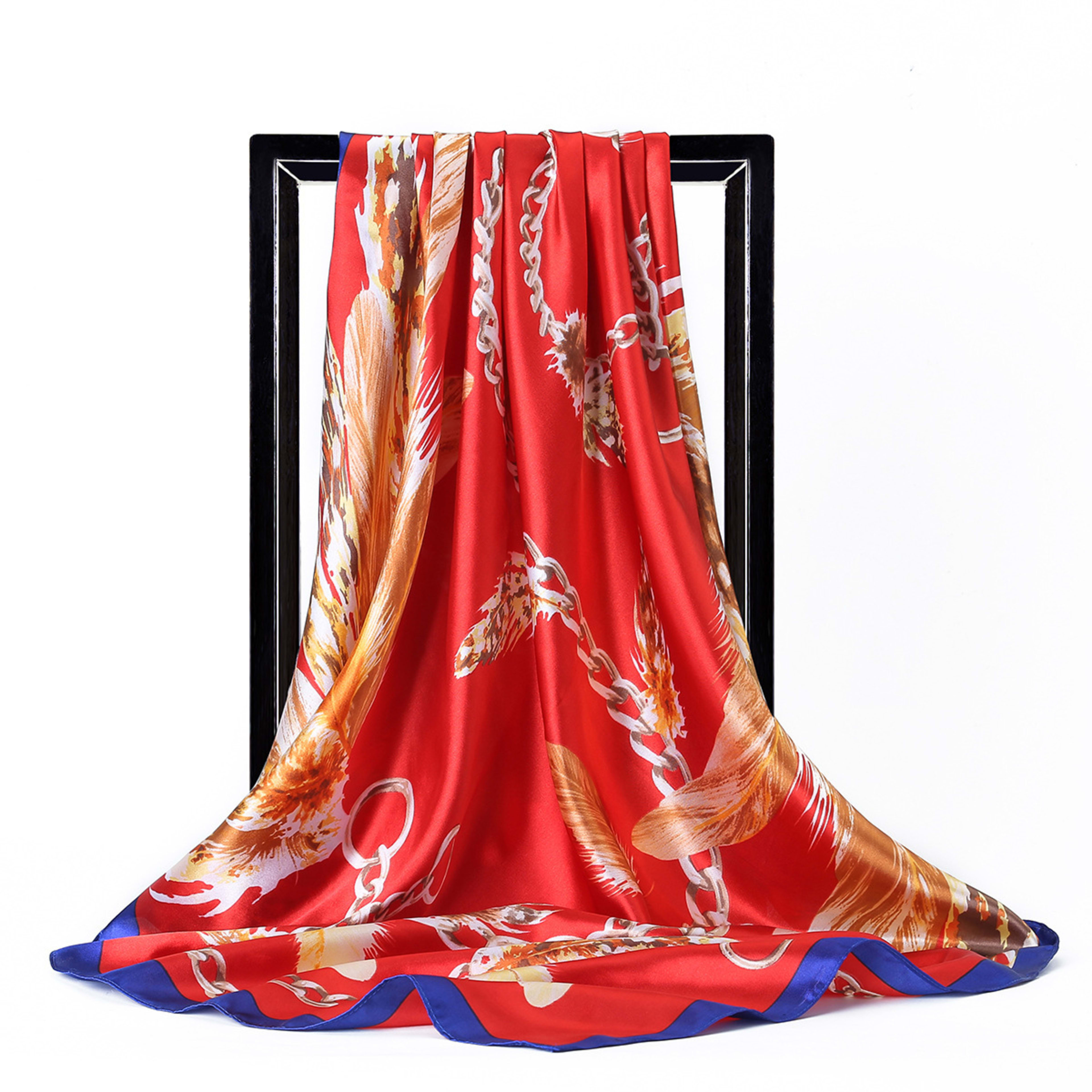 Retro Printed Silk Scarf Womens All-Match Shawl Headscarf 27