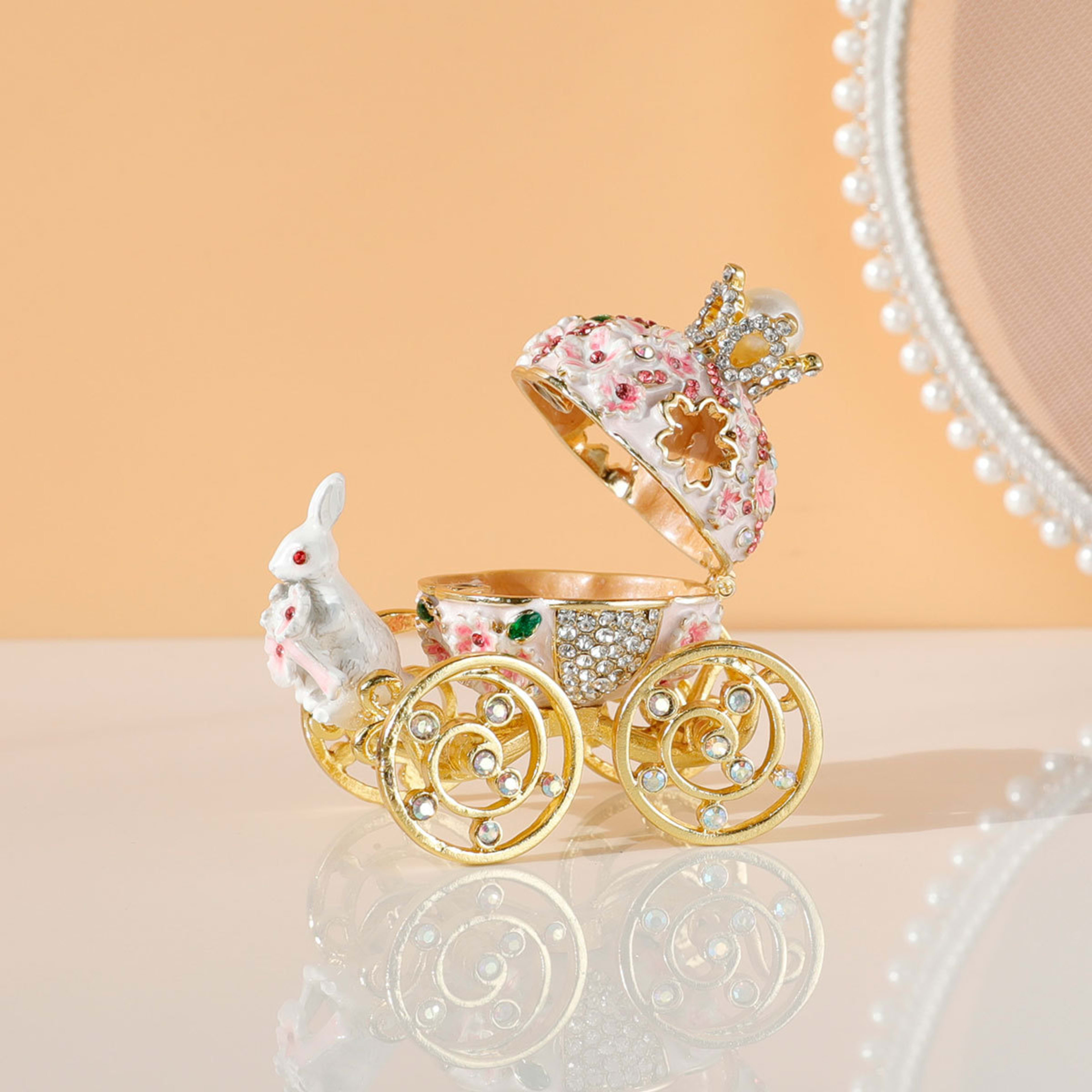 Creative Princess Carriage Cherry And Bunny Ornament Storage Box 3