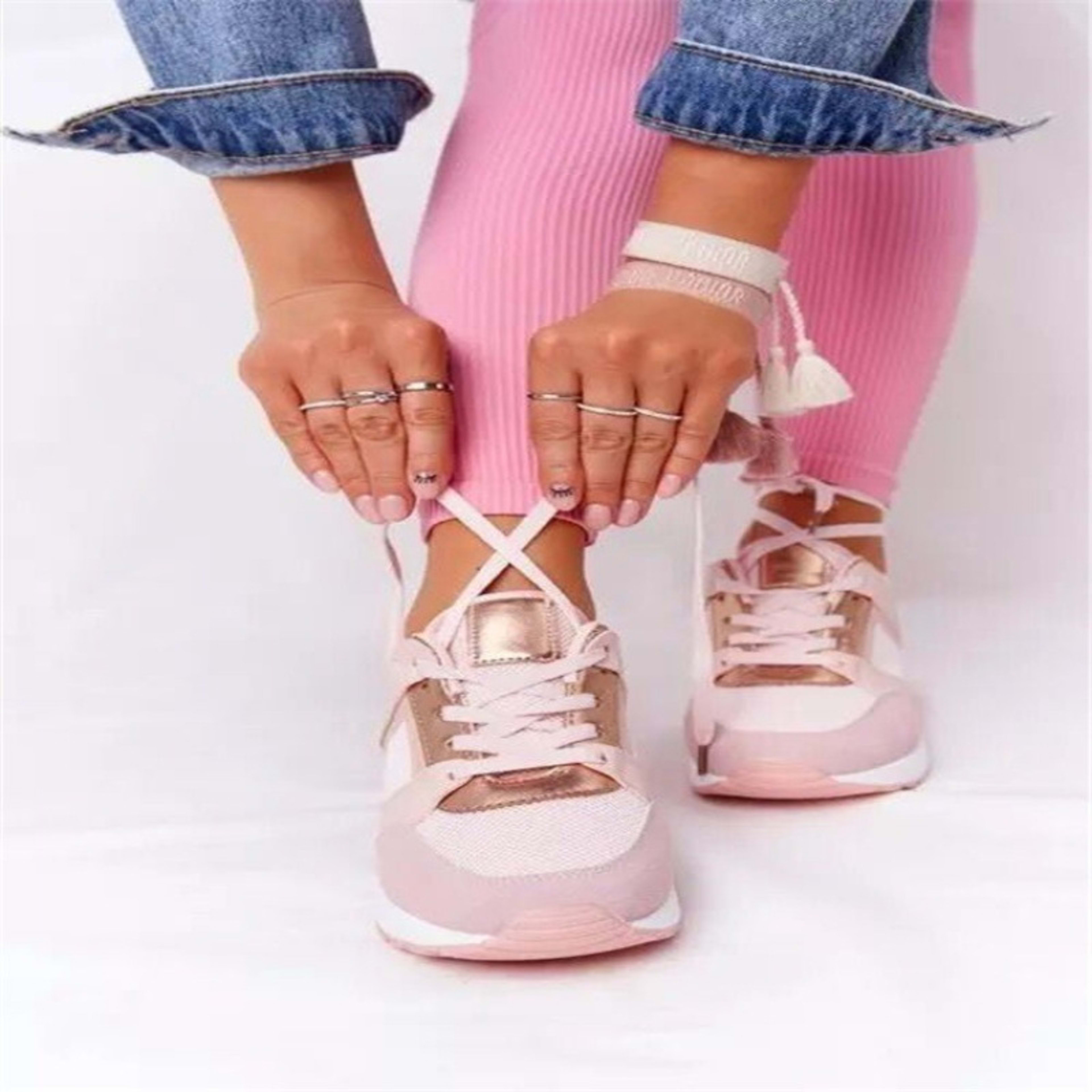 Plus Size Casual Platform Dad Shoes Lace-up Wedge Sports Women 5