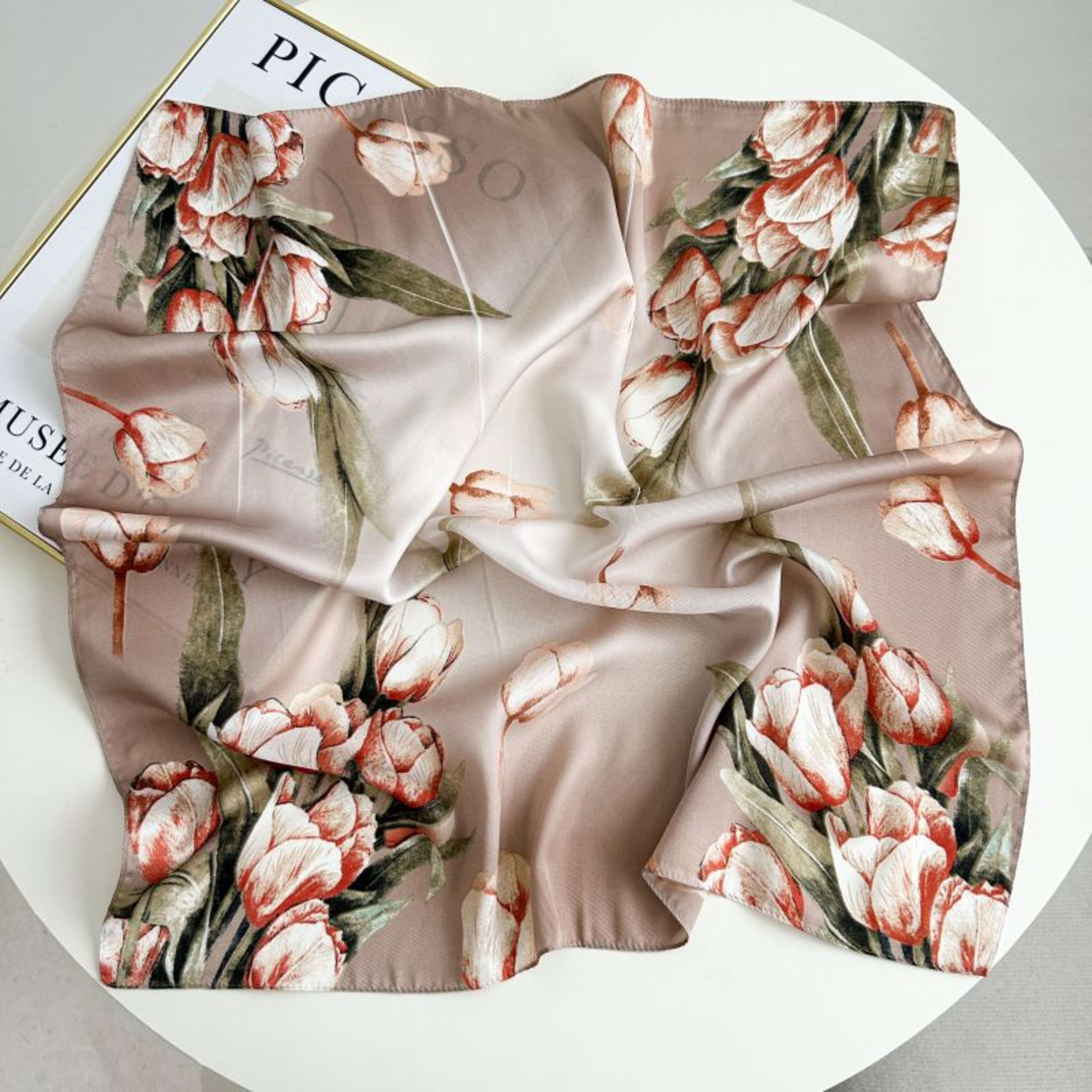 New High-end Twill Silk-look Square Scarf 5