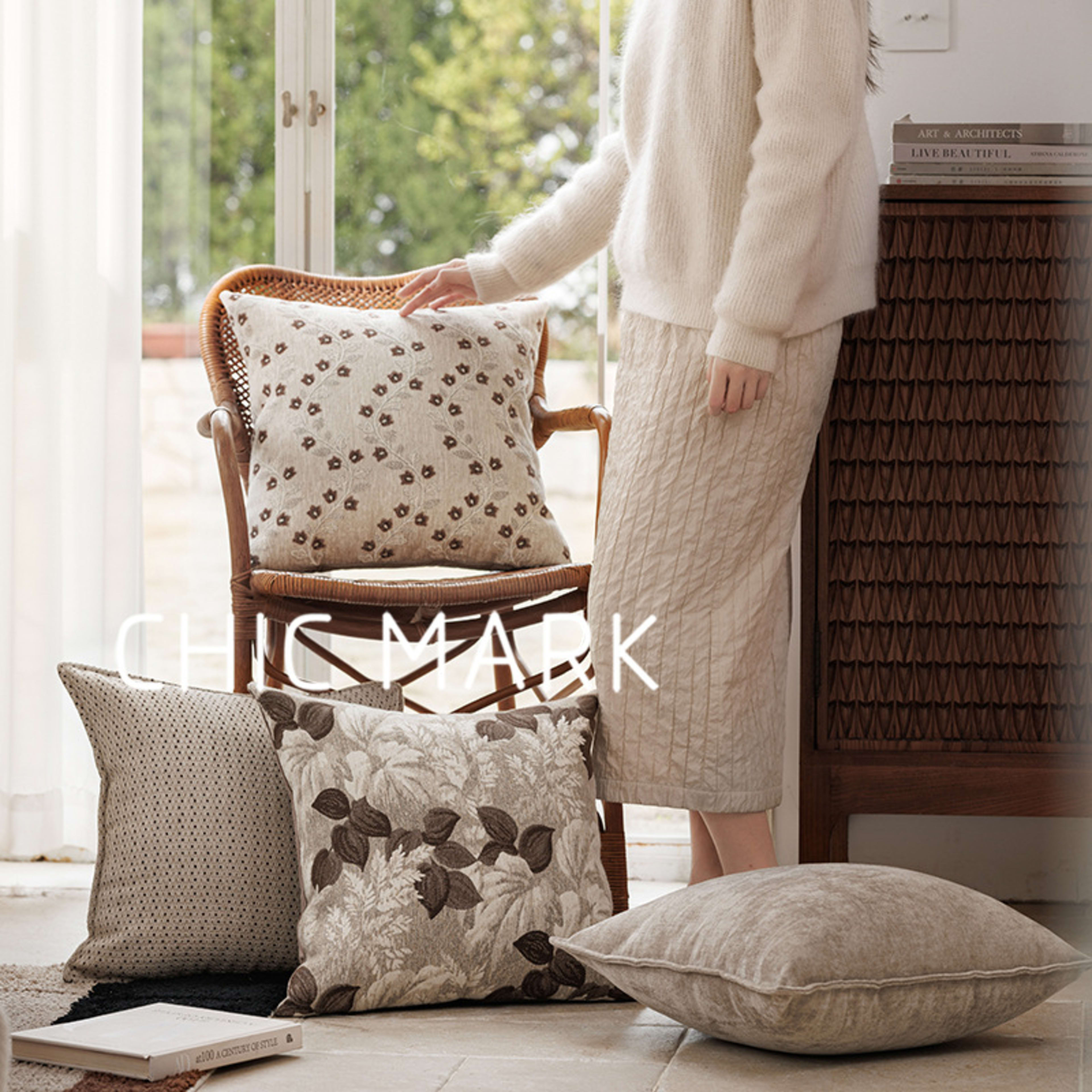 Simple Versatile Jacquard-woven Throw Pillow Square Back Cushion 3