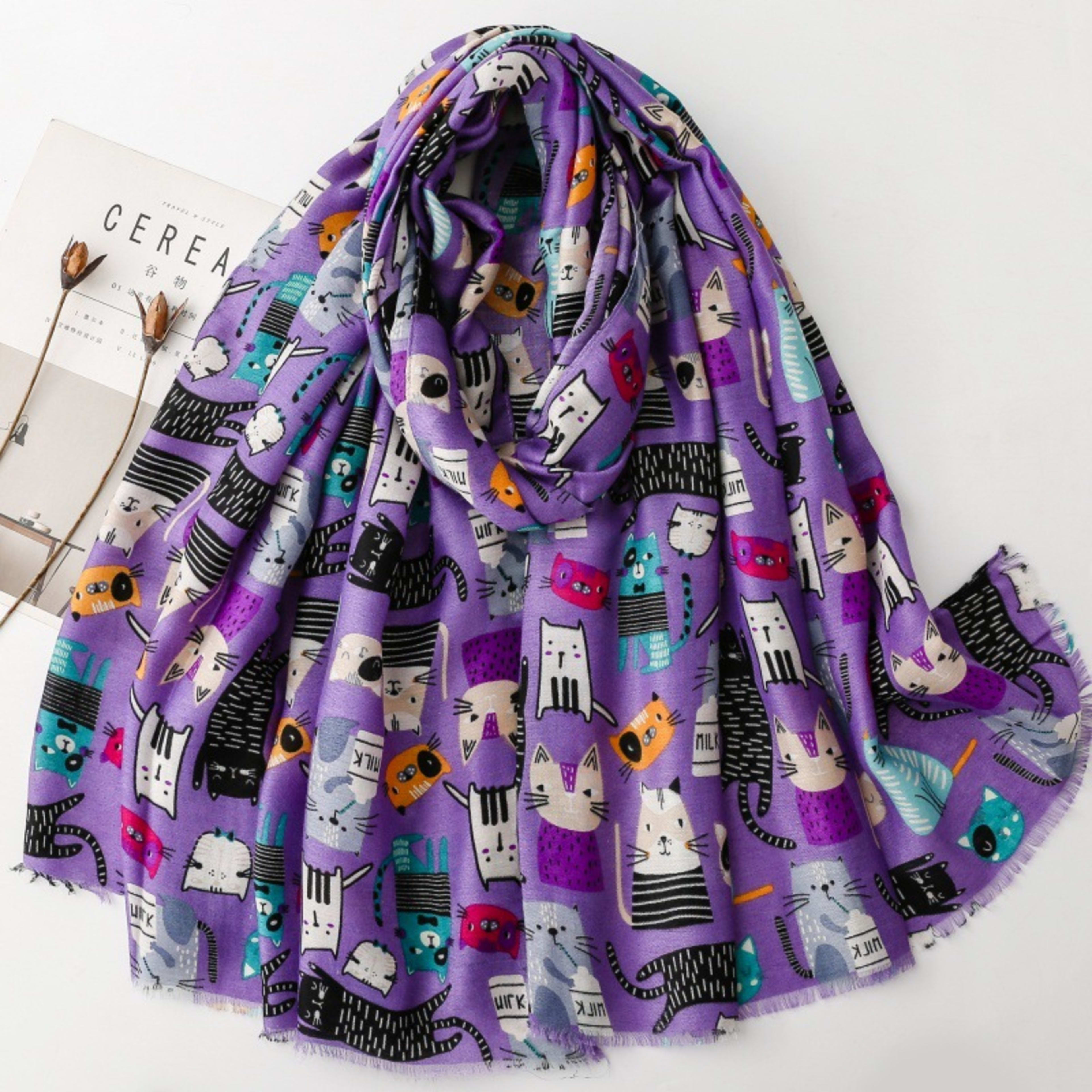 Cute Cat-patterned Scarf Korean Style 2