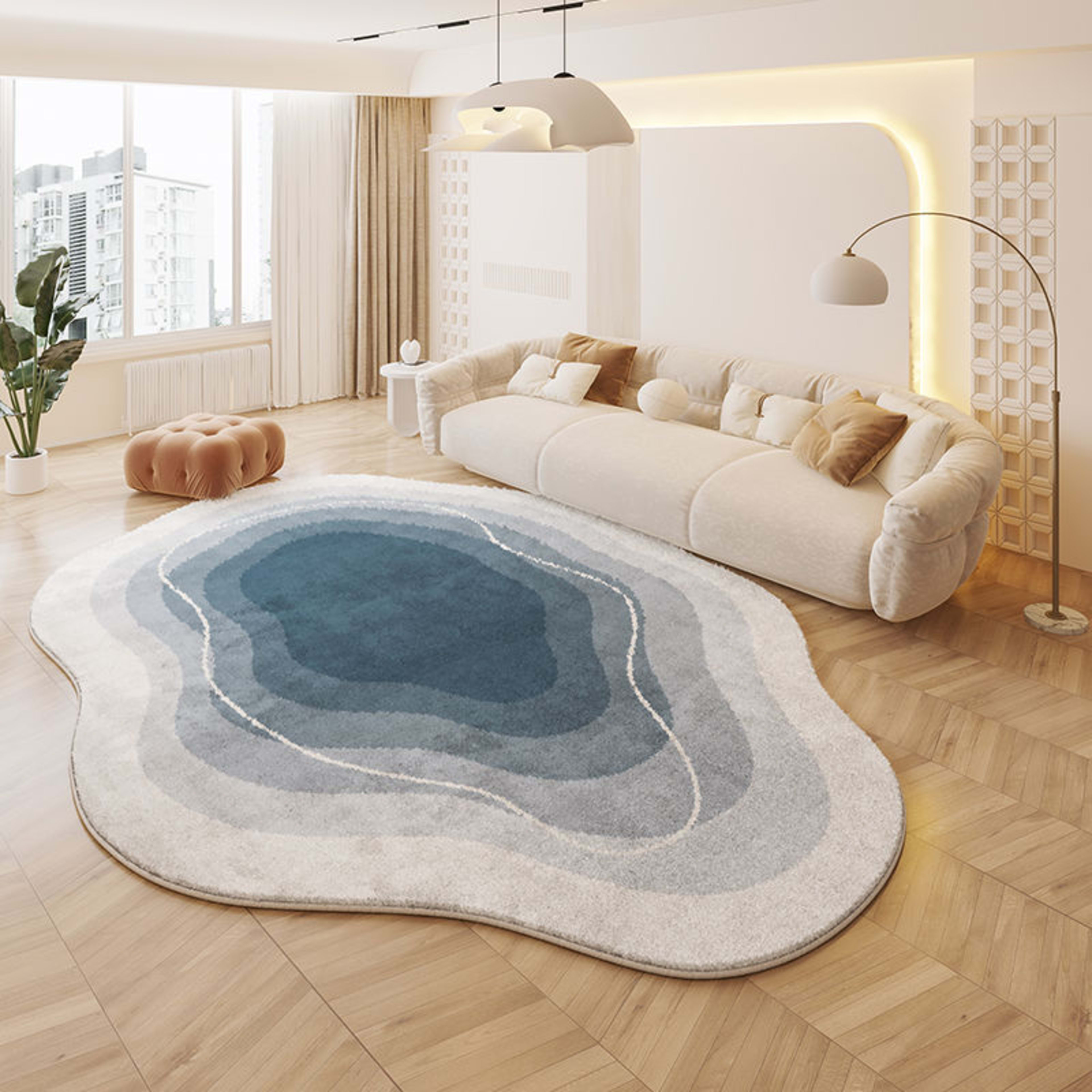 Cream Colored Stain-resistant And Easy To Maintain Cashmere Look Rug 4
