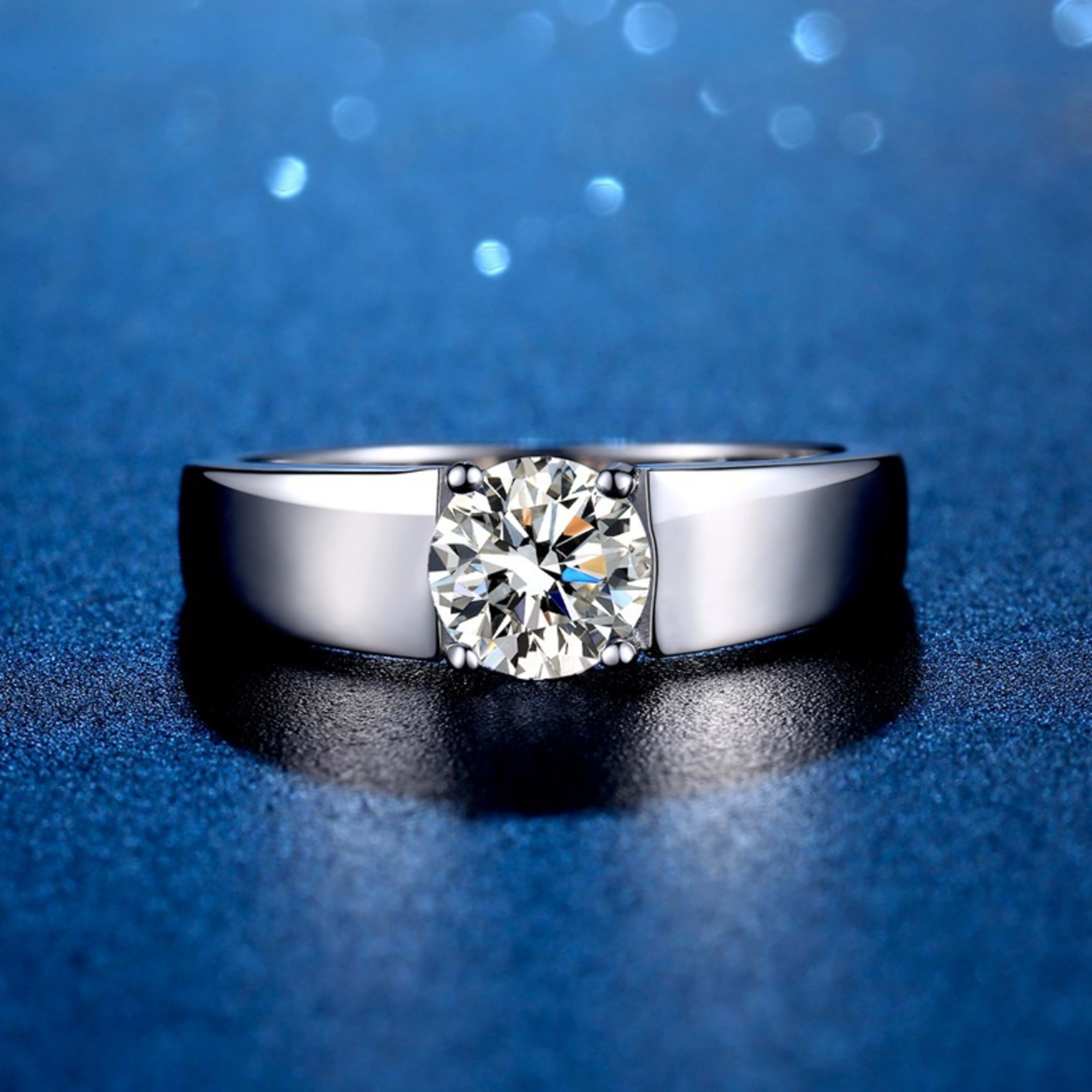 Sterling Silver Moissanite Ring Temperament Adjustable Opening 5